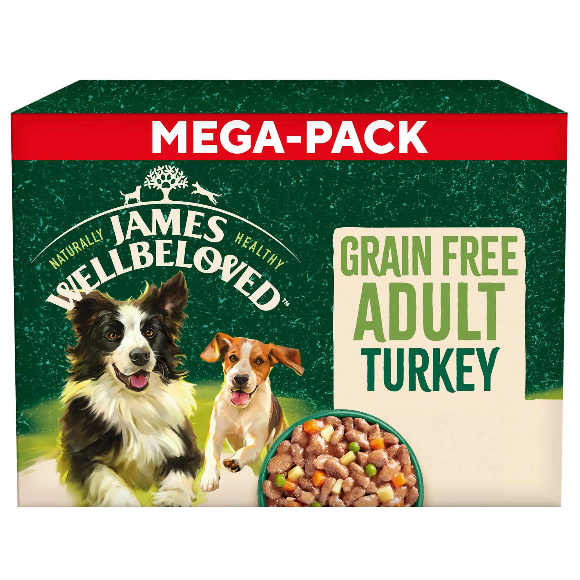 James Wellbeloved Adult Wet Dog Food Turkey & Rice Mega Pack Pouch 48x90g - Image 4