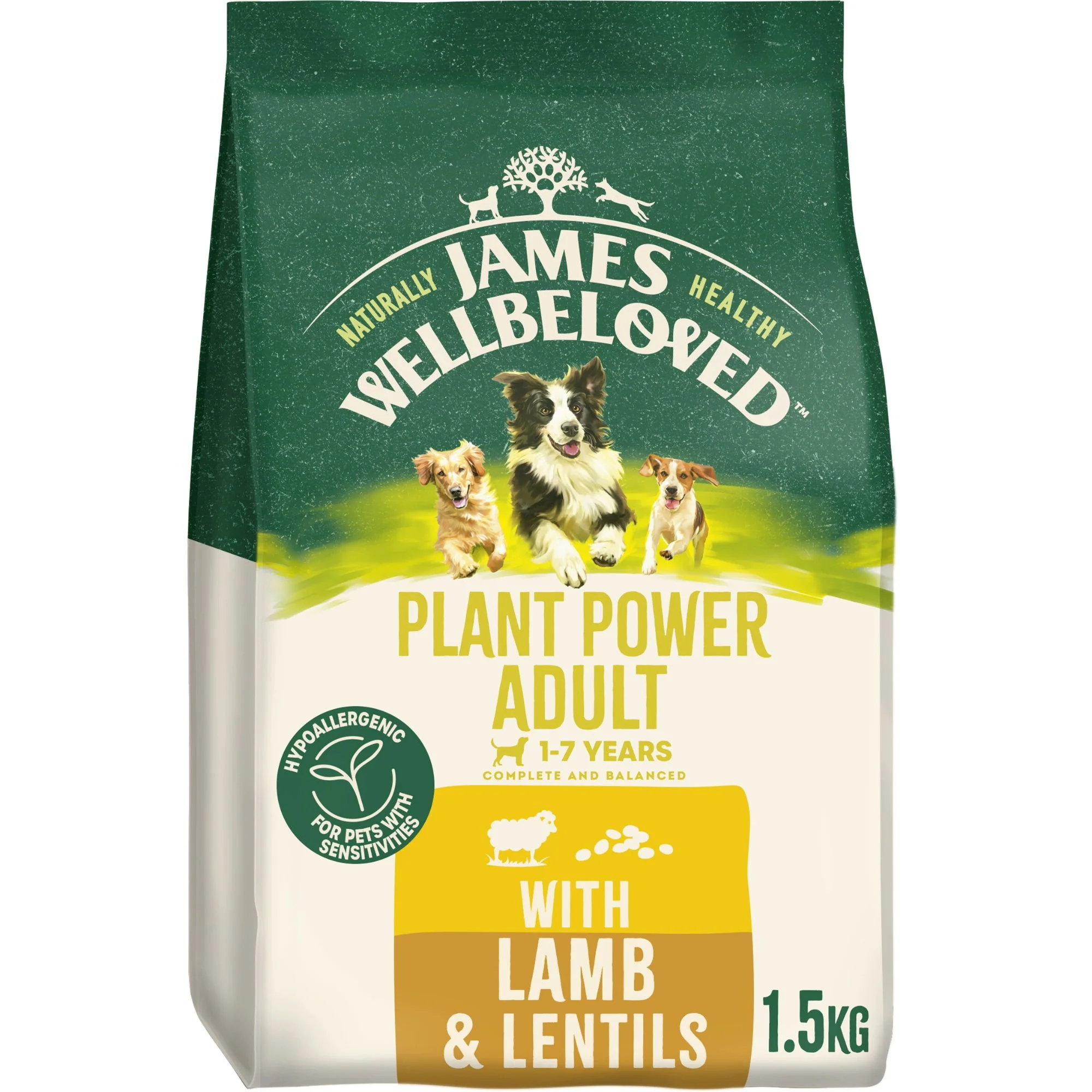 James Wellbeloved Dog Adult Plant power with Lamb 1.5kg - Image 2