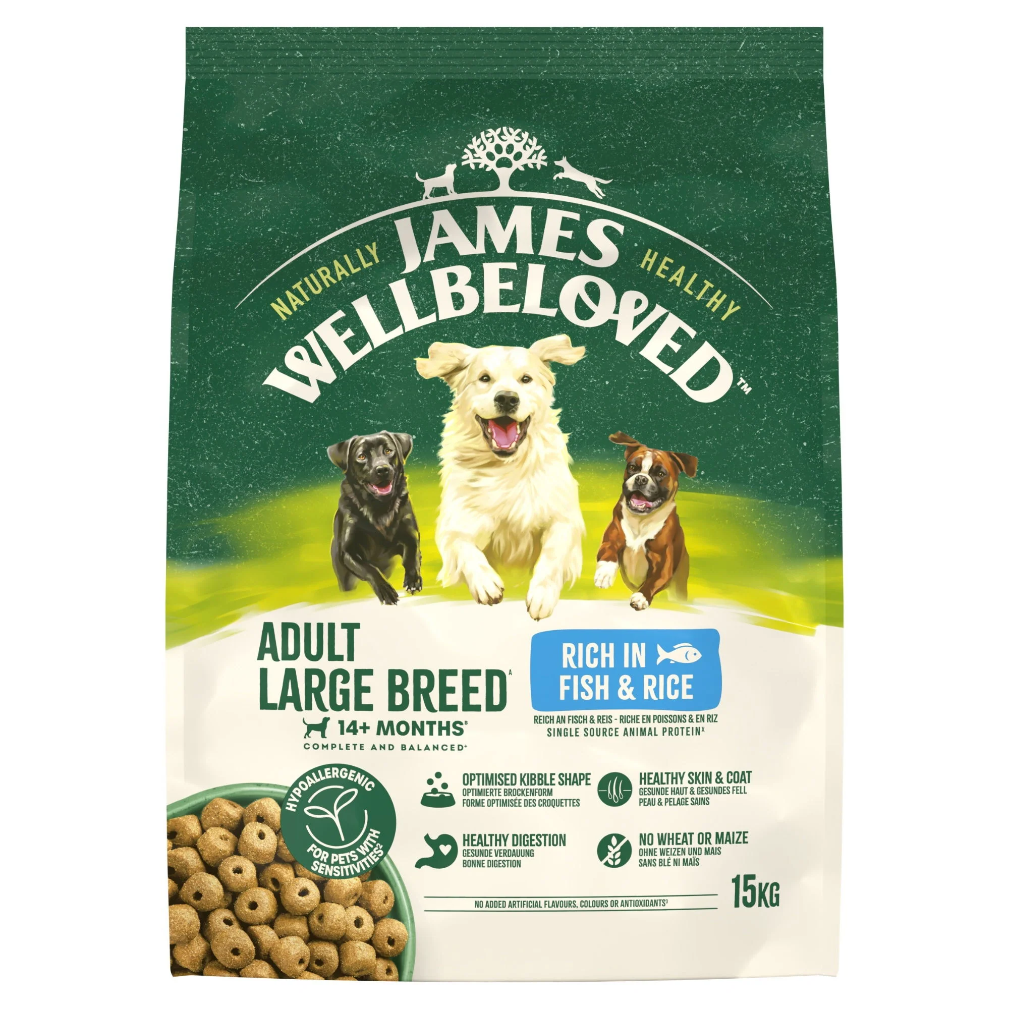 James Wellbeloved Dry Dog Adult Large Breed Fish & Rice 15kg - Image 2