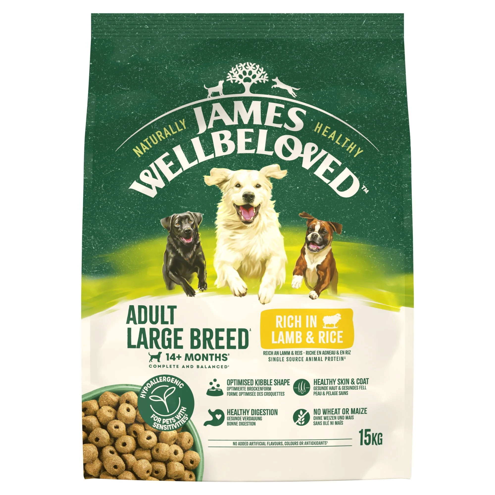 James Wellbeloved Dry Dog Adult Large Breed Lamb & Rice 15kg - Image 2