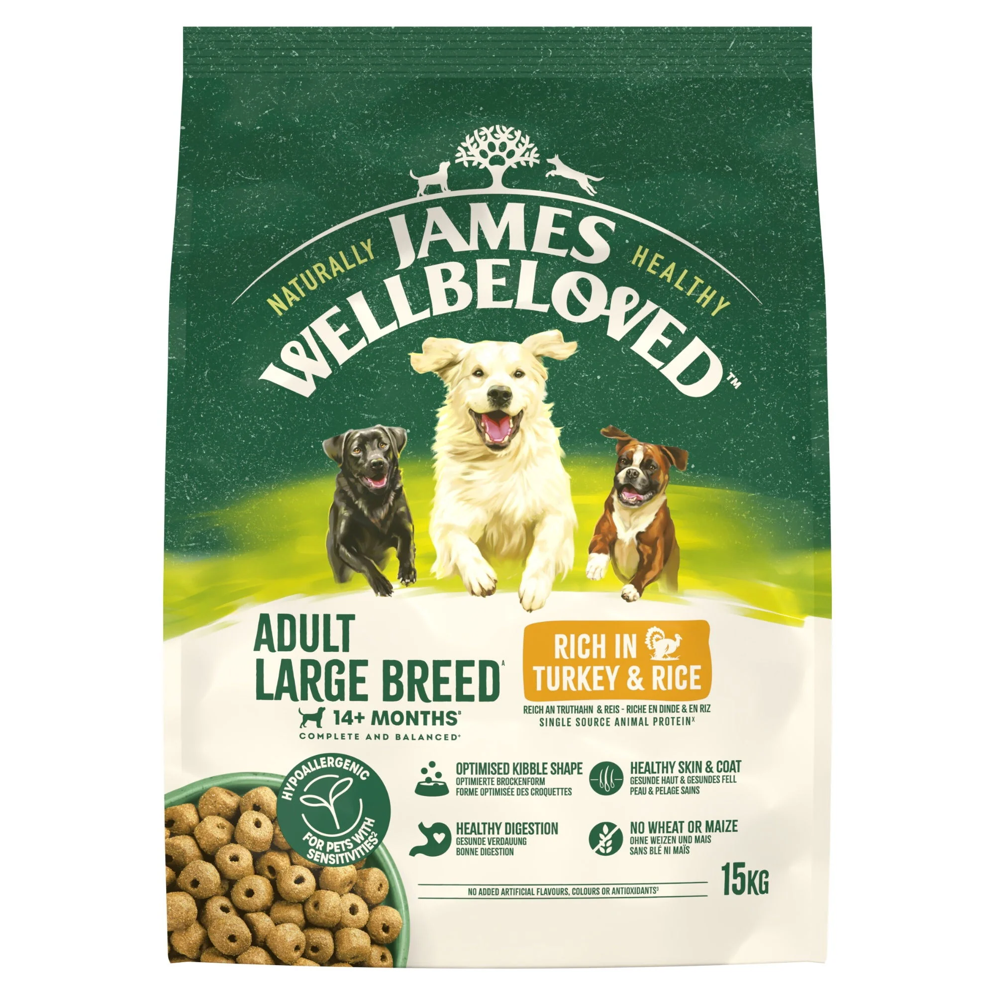 James Wellbeloved Dry Dog Adult Large Breed Turkey & Rice 15kg - Image 2