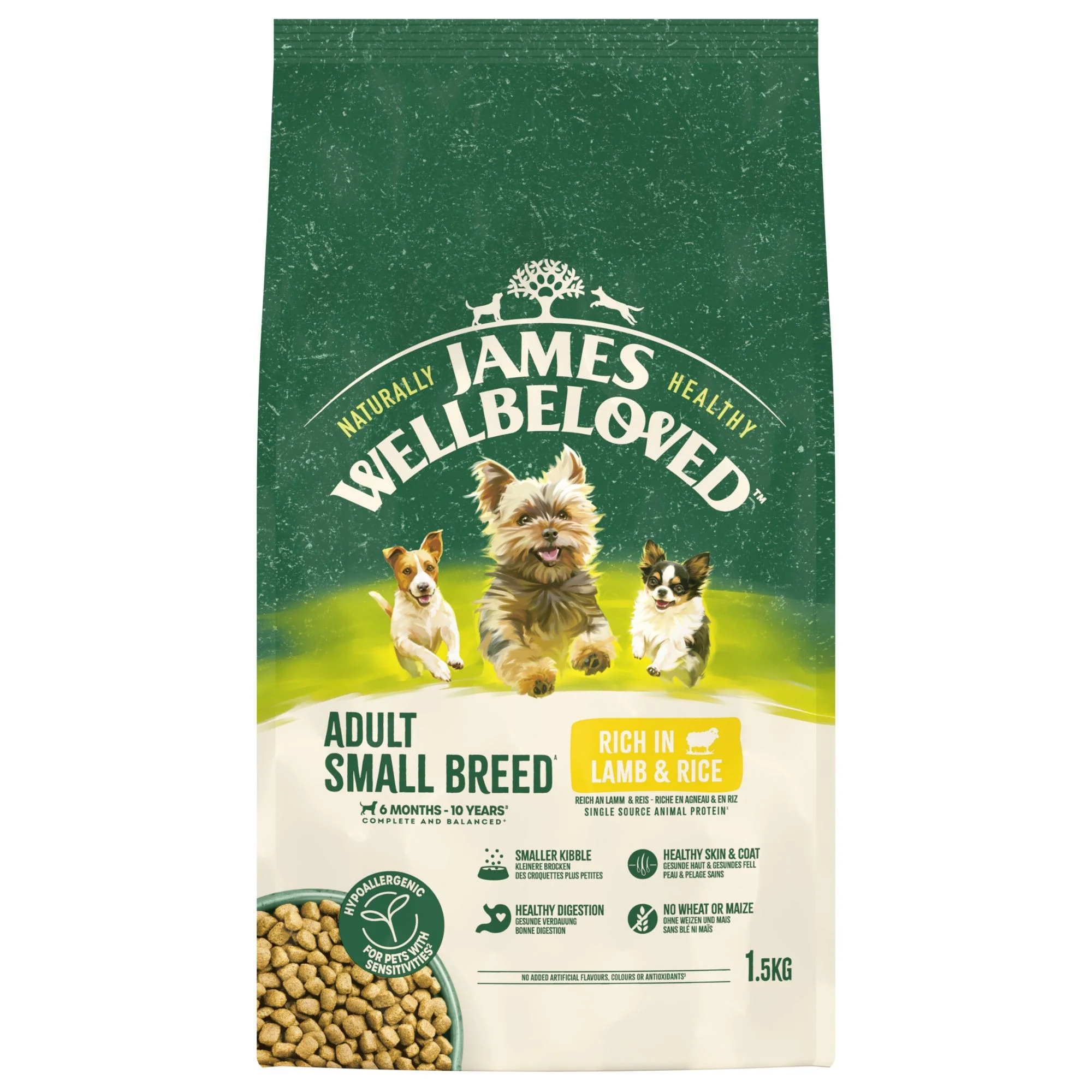 James Wellbeloved Dry Dog Adult Small Breed Lamb & Rice 1.5kg - Image 2