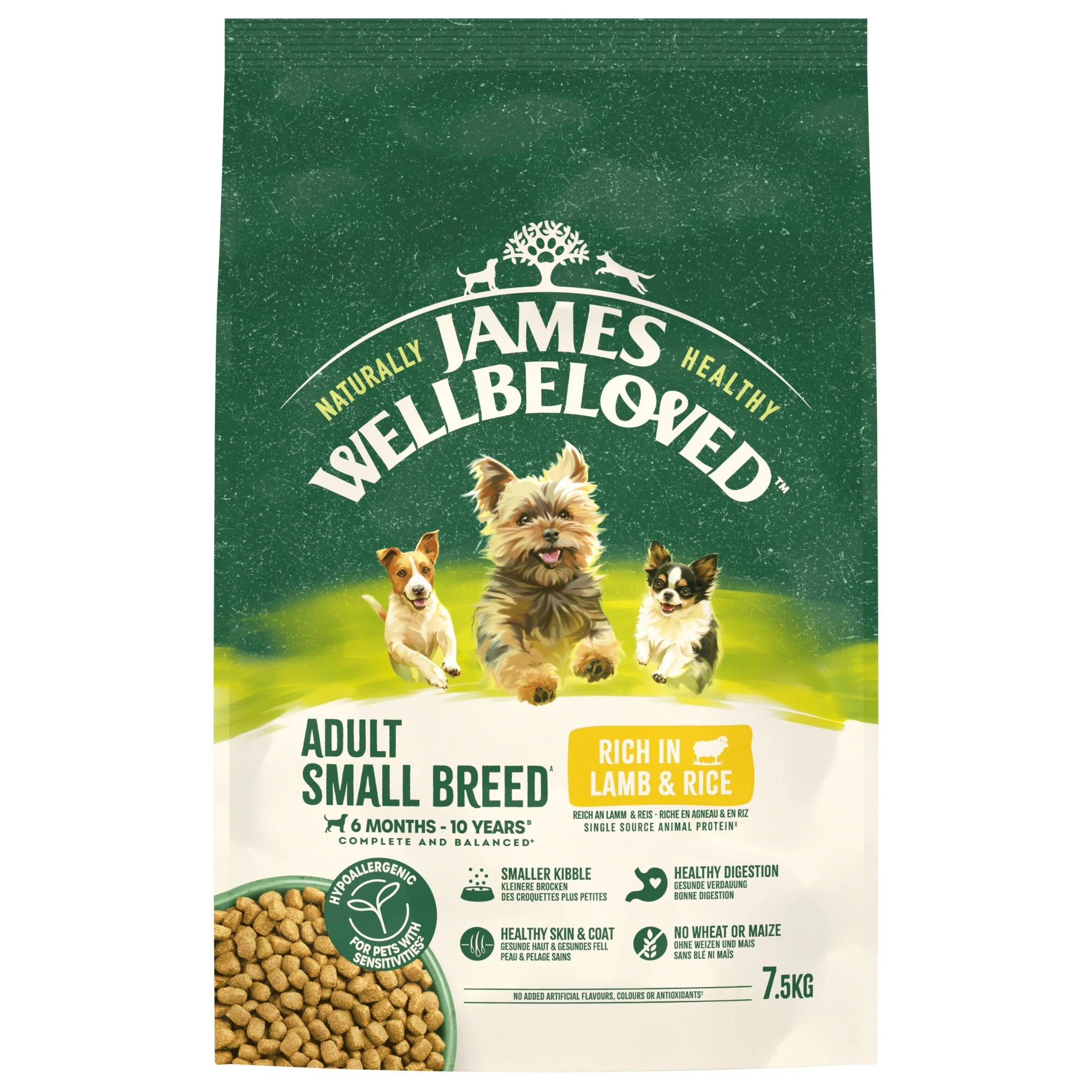 James Wellbeloved Dry Dog Adult Small Breed Lamb & Rice 7.5kg - Image 2