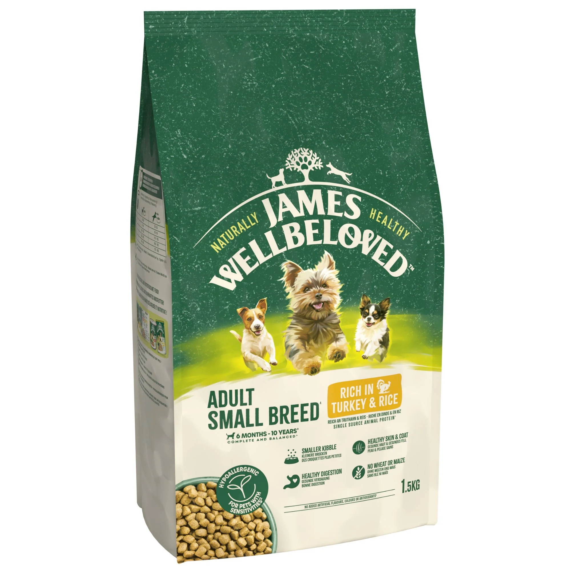 James Wellbeloved Dry Dog Adult Small Breed Turkey & Rice 1.5kg