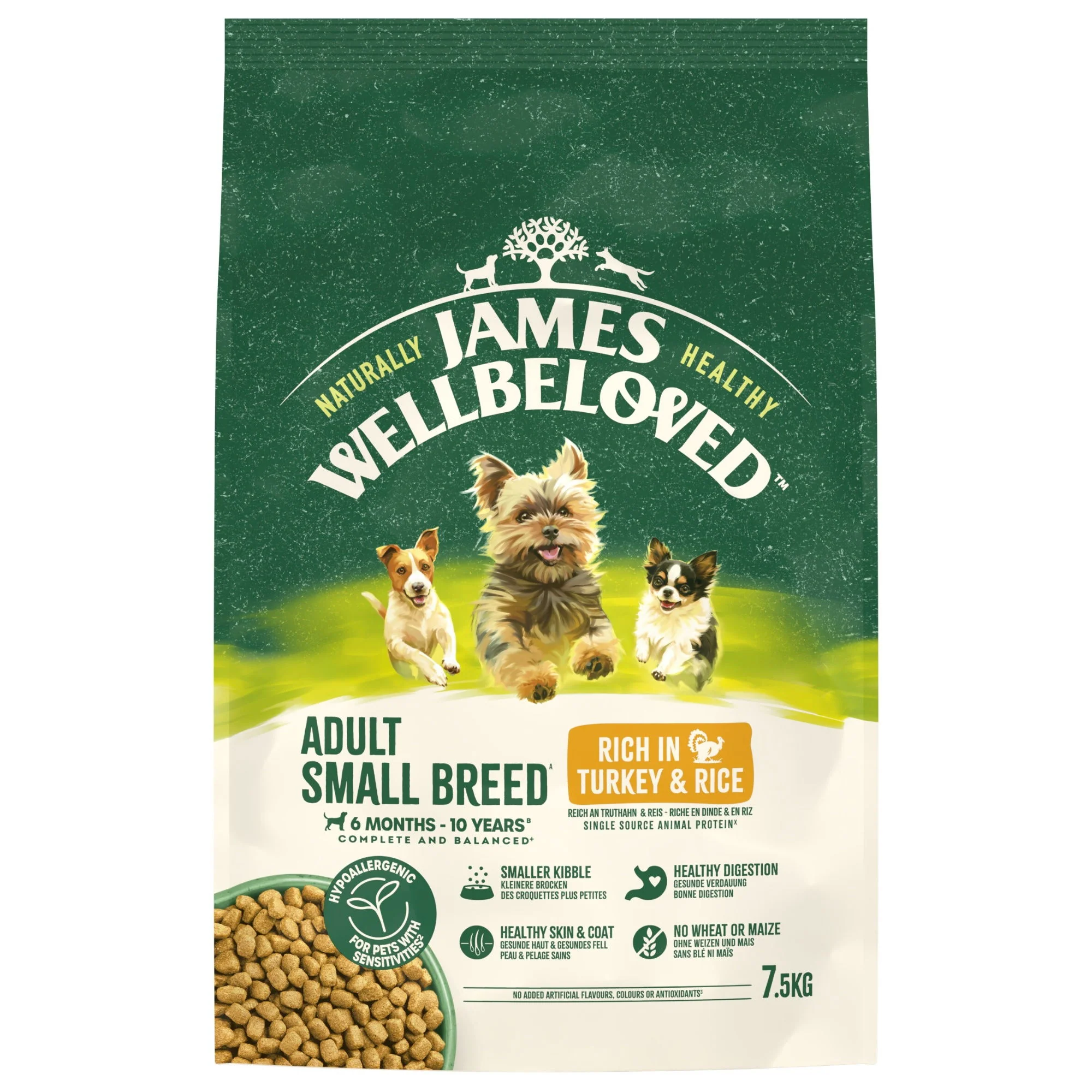 James Wellbeloved Dry Dog Adult Small Breed Turkey & Rice 7.5kg - Image 2