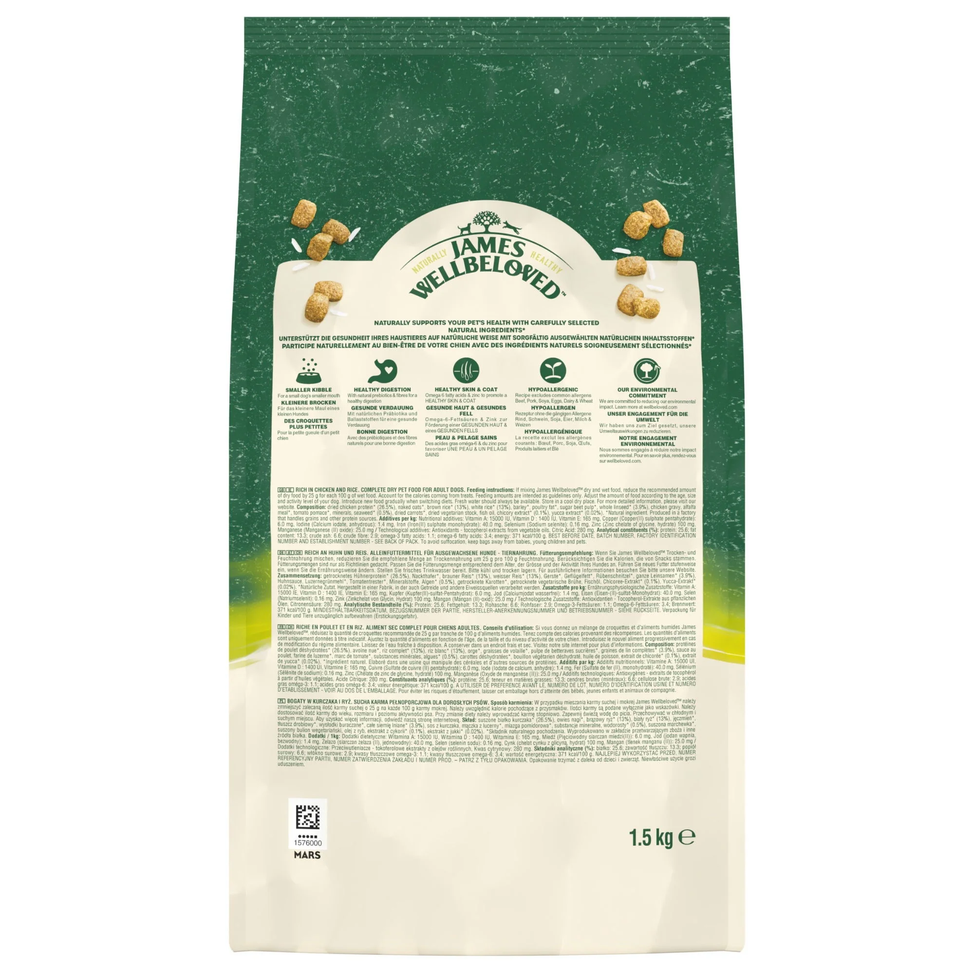 James Wellbeloved Dry Dog Adult SmallBreed Chicken & Rice 1.5kg - Image 5