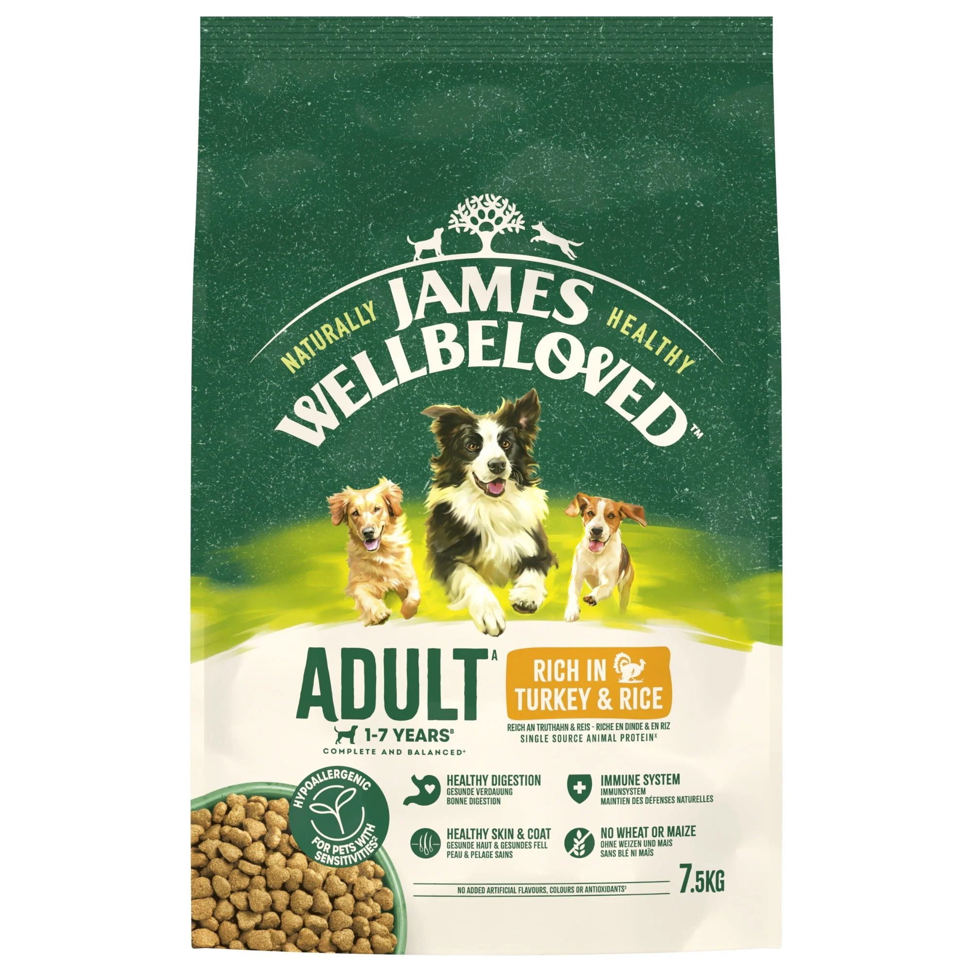 James Wellbeloved Dry Dog Adult Turkey & Rice 7.5kg - Image 2