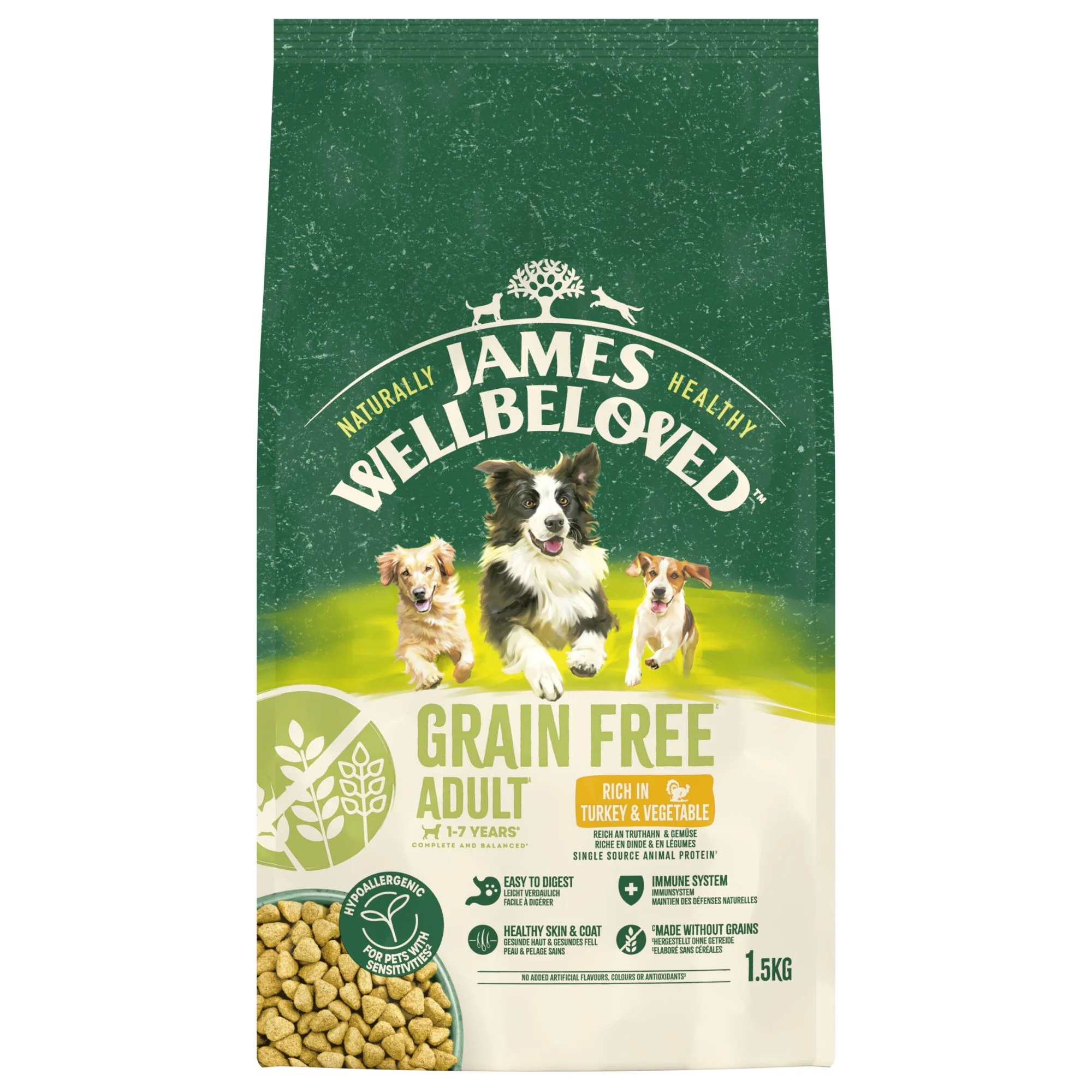 James Wellbeloved Dry Dog Grain Free Adult Turkey 1.5kg - Image 2