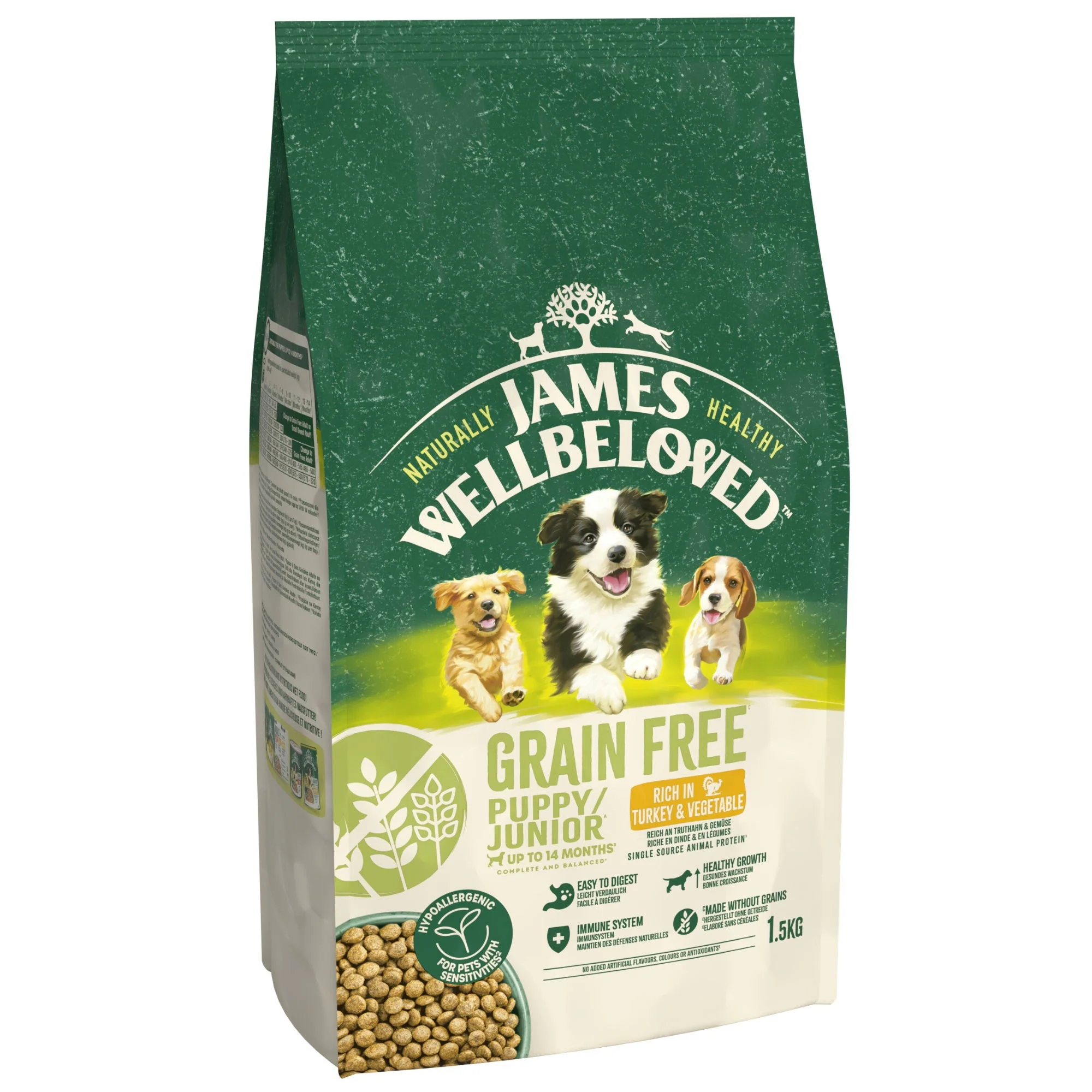 James Wellbeloved Dry Dog Grain Free Puppy / Junior Turkey & Veg 1.5kg