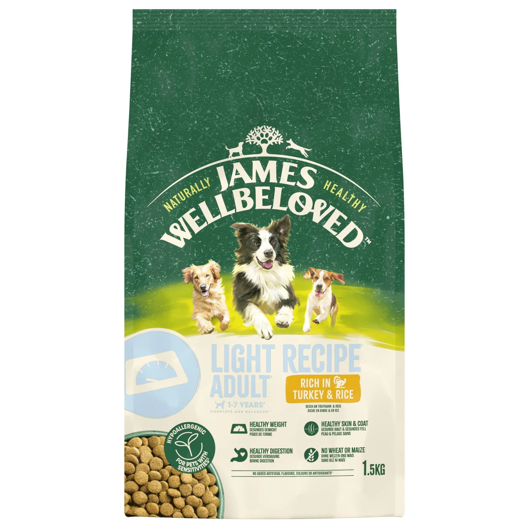 James Wellbeloved Dry Dog Light Adult Turkey & Rice 1.5kg - Image 2