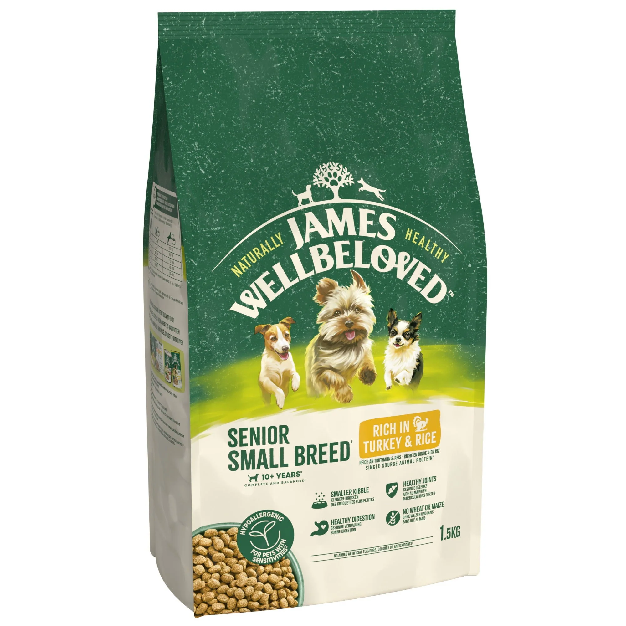 James Wellbeloved Dry Dog Senior Small Breed Turkey & Rice 1.5kg