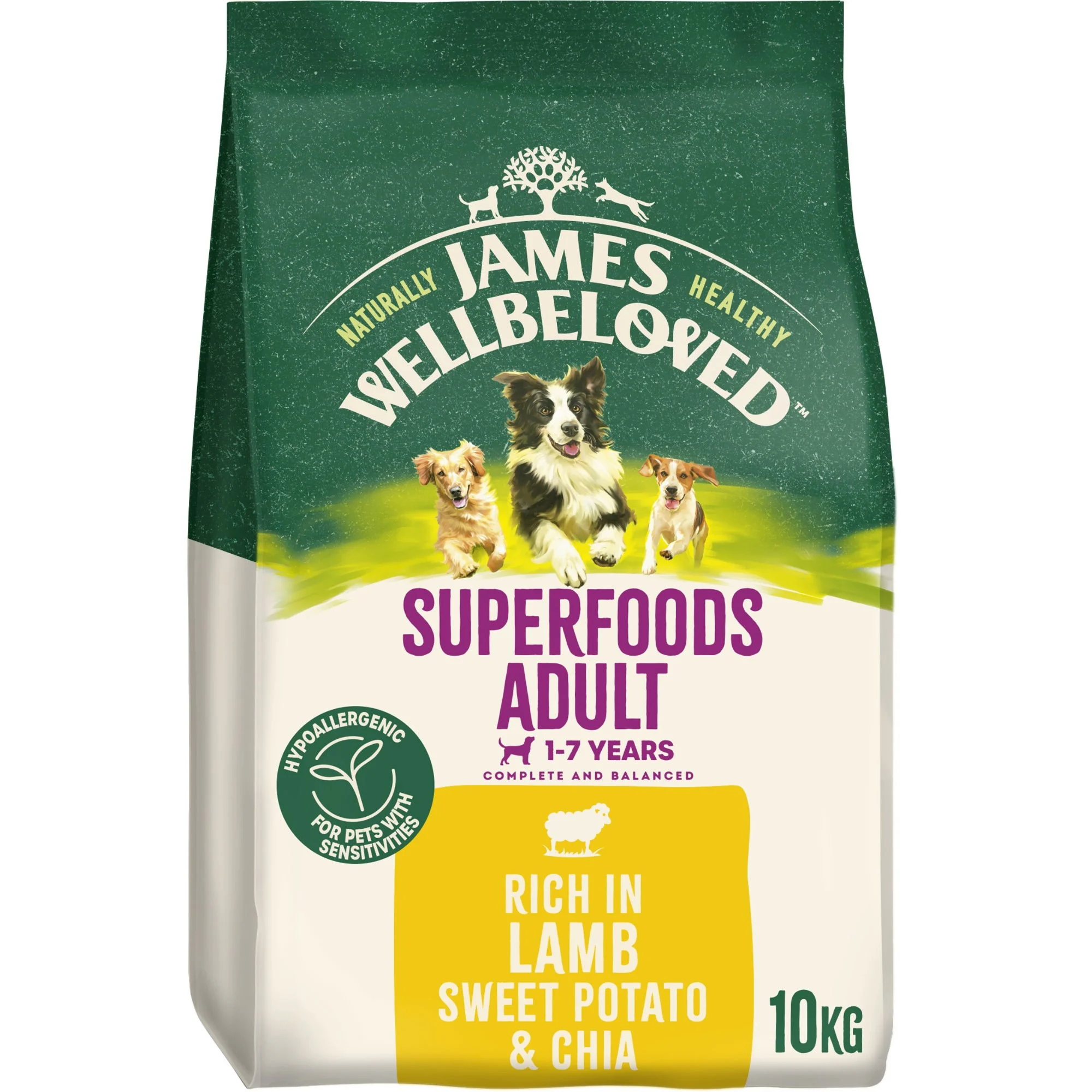 James Wellbeloved Dry Dog Superfoods Adult Lamb with Sweet Potato & Chia 10kg - Image 2
