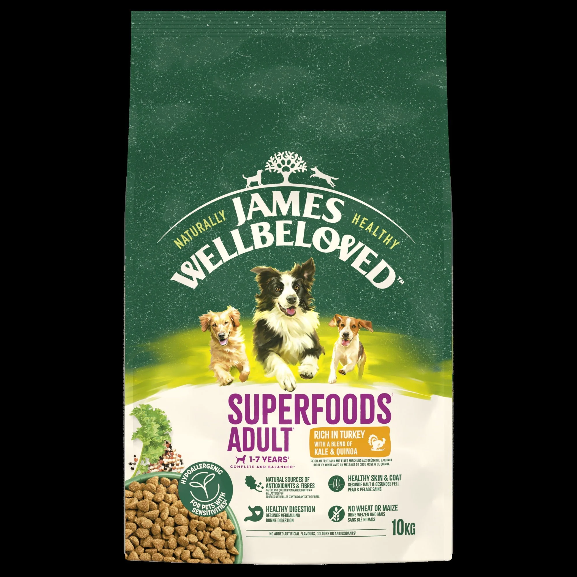 James Wellbeloved Dry Dog Superfoods Adult Turkey with Kale & Quinoa 10kg - Image 2