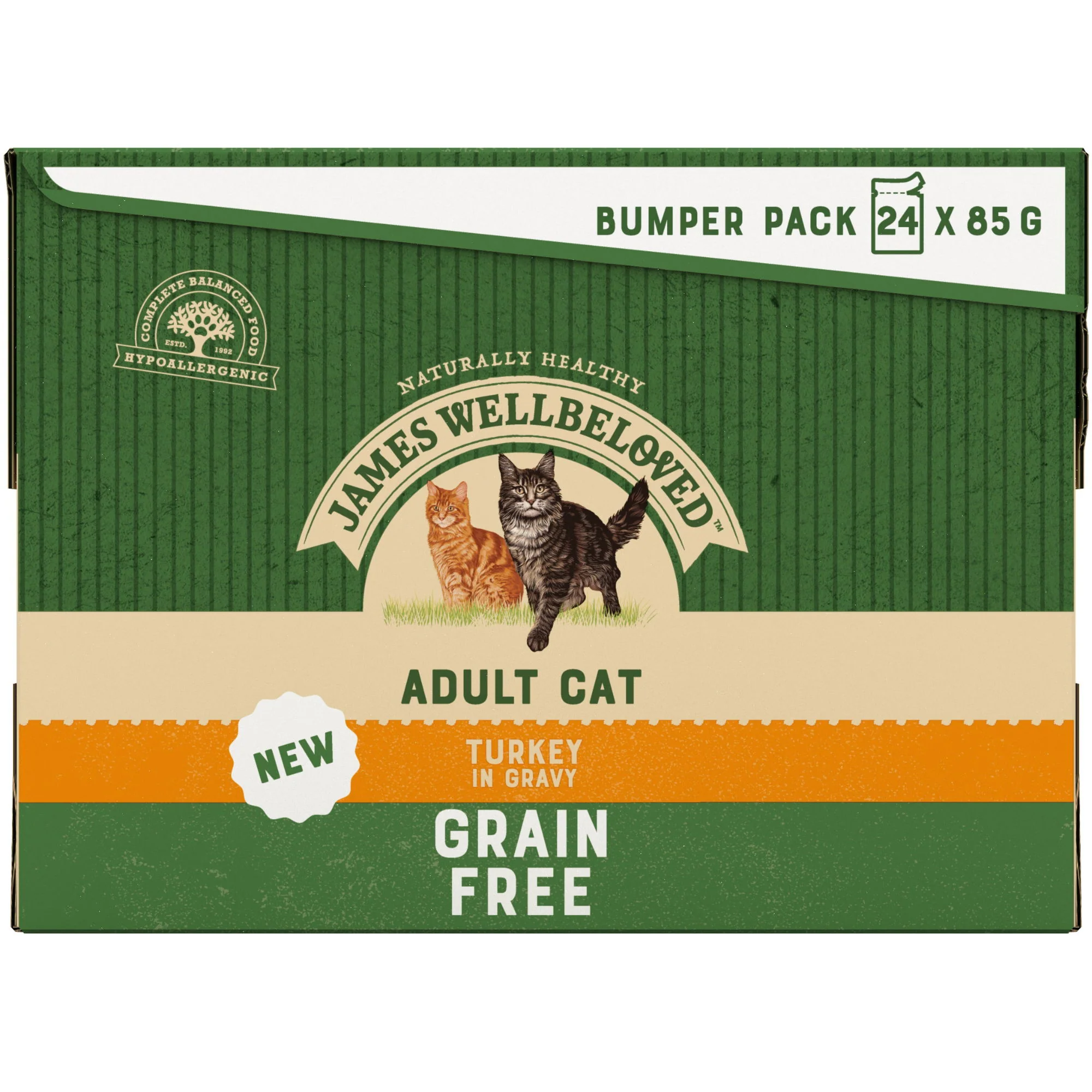 James Wellbeloved Grain Free Adult Cat Wet Food Pouch Turkey in Gravy 24x85g - Image 3