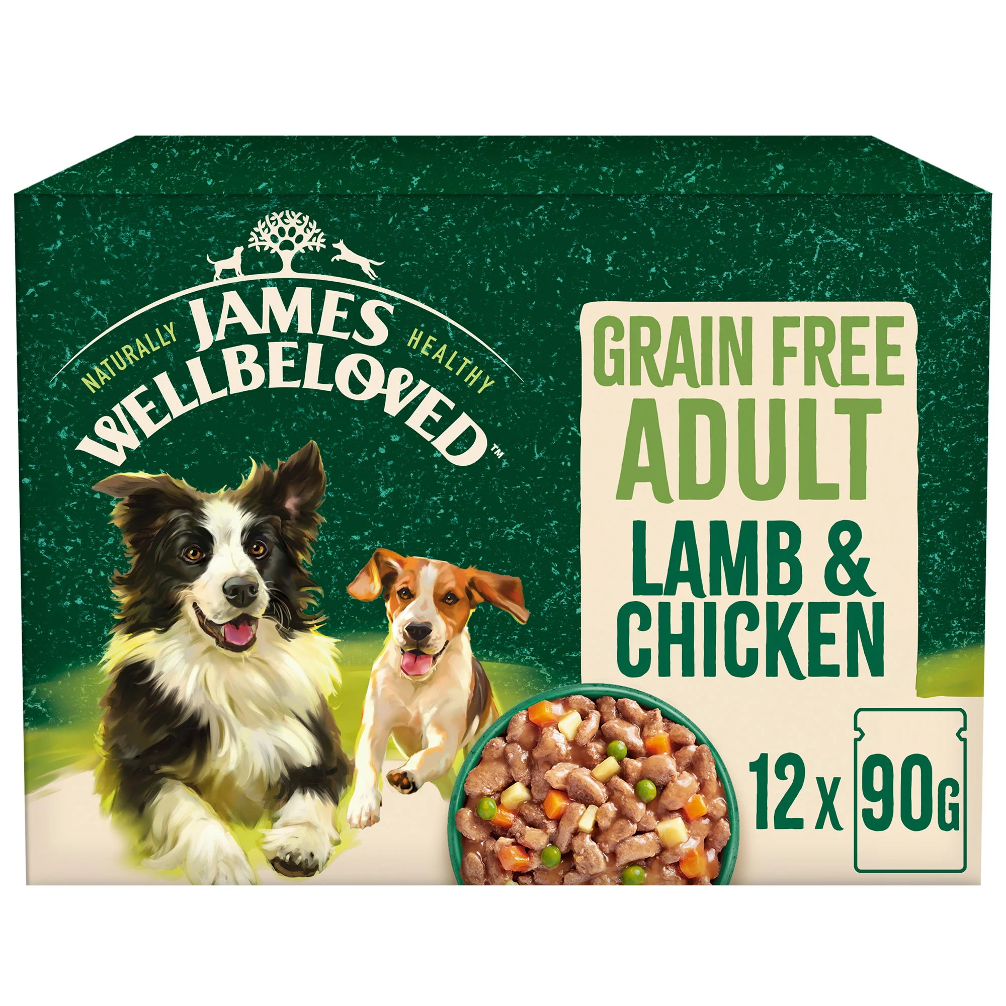 James Wellbeloved Grain Free Adult Wet Dog Food Lamb & Chicken Pouch 12x90g - Image 2