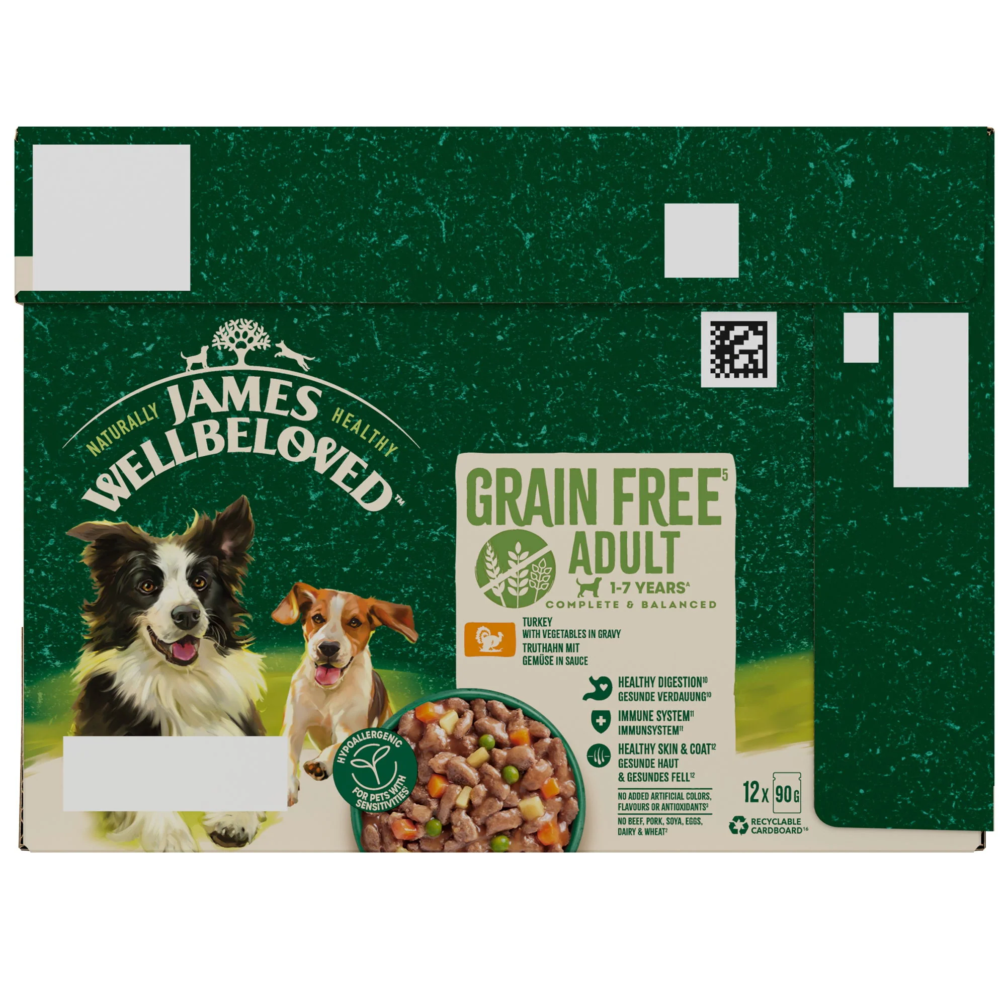 James Wellbeloved Grain Free Adult Wet Dog Food Turkey Gravy Pouch 12x90g - Image 3