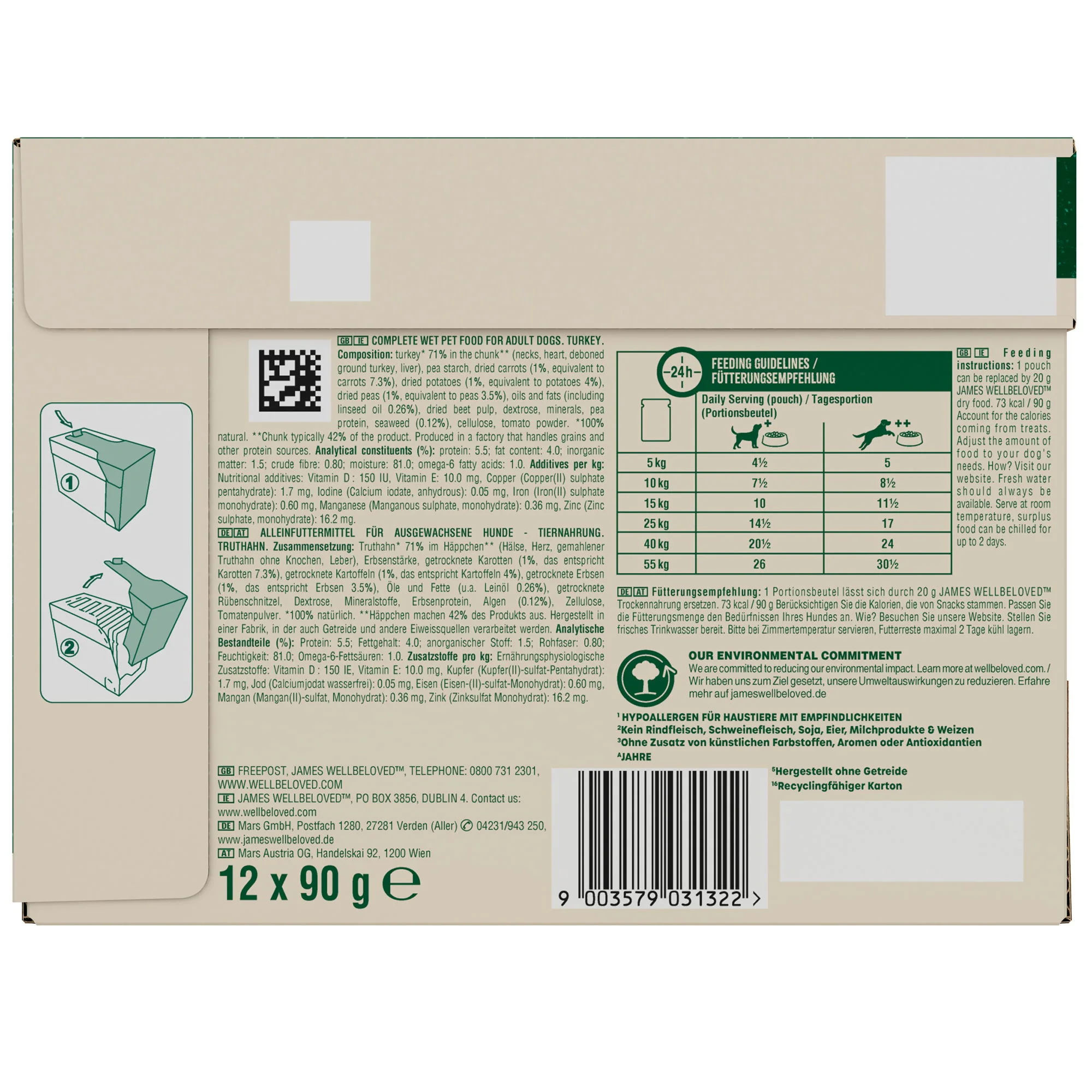 James Wellbeloved Grain Free Adult Wet Dog Food Turkey Gravy Pouch 12x90g - Image 4