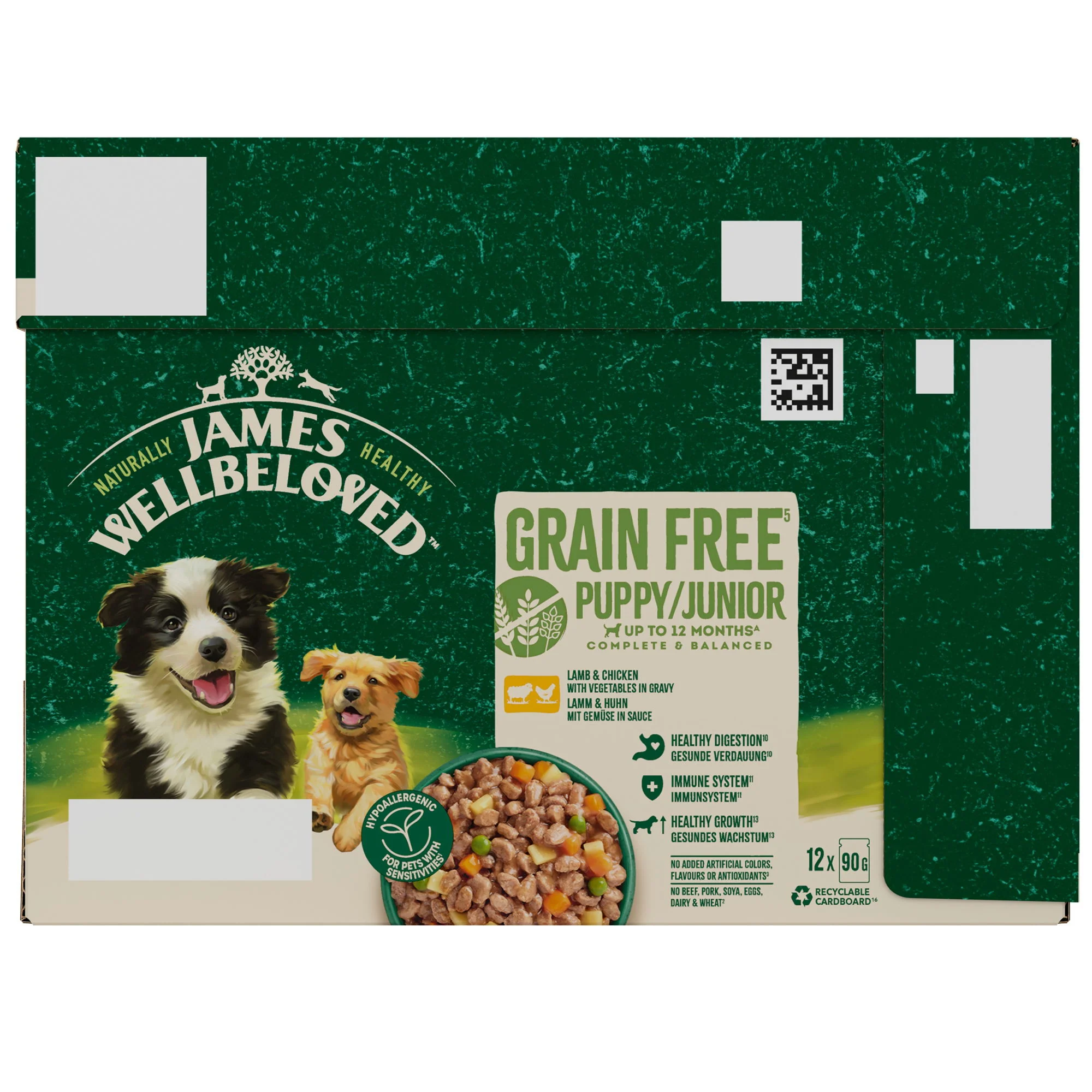 James Wellbeloved Grain Free Puppy Wet Food Lamb Chicken Gravy Pouch 12x90g - Image 3