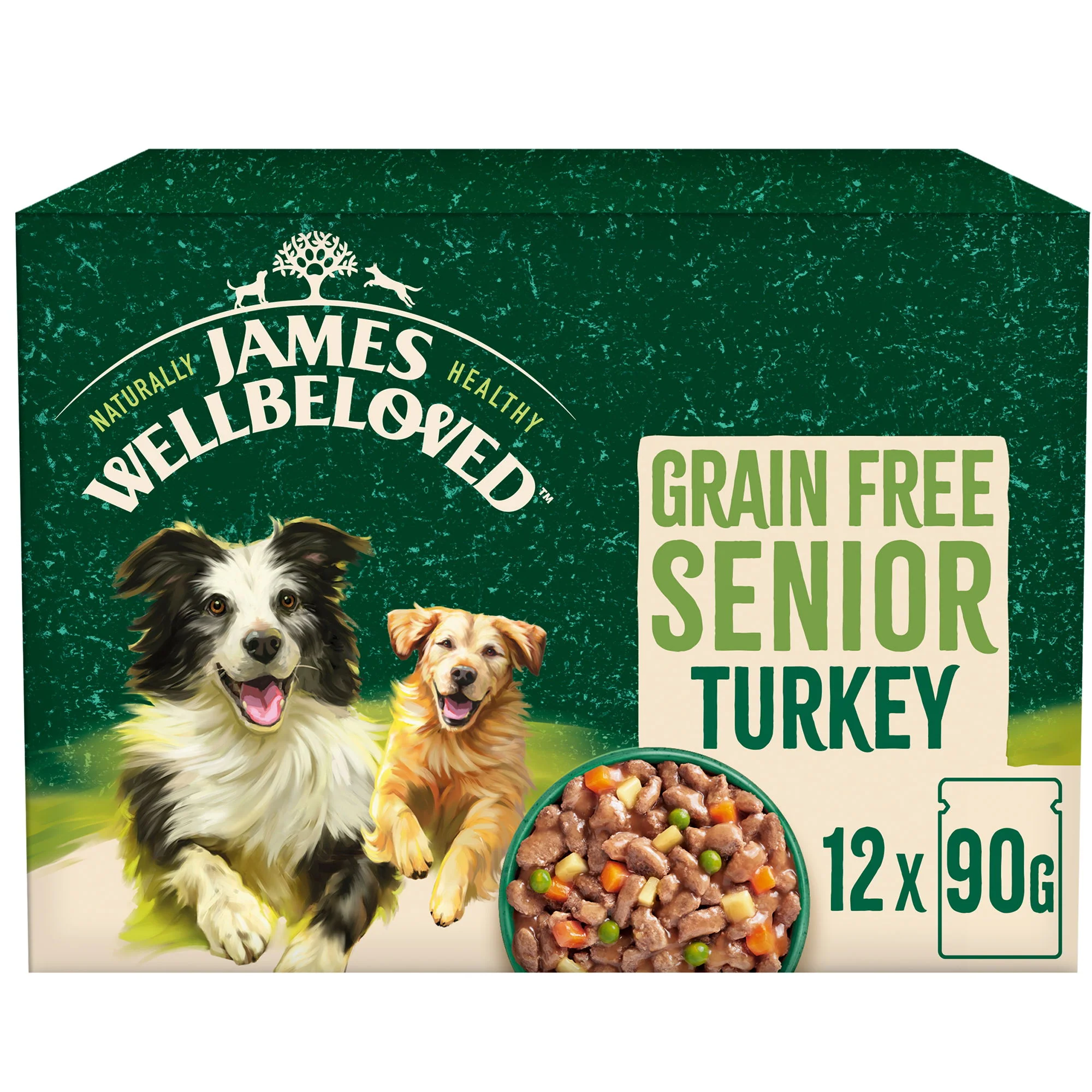 James Wellbeloved Grain Free Senior Wet Dog Food Turkey Gravy Pouch 12x90g - Image 2