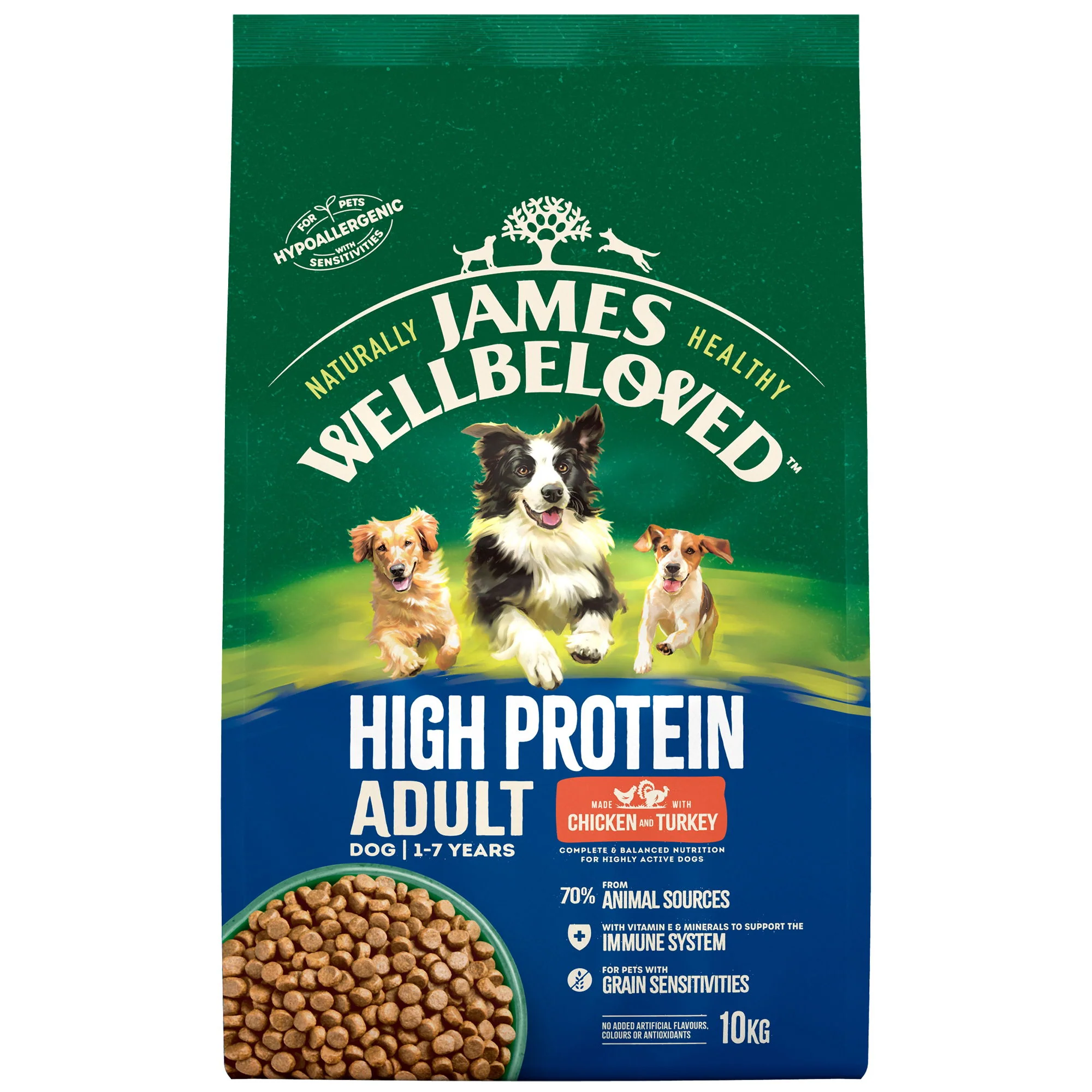 James Wellbeloved High Protein Grain Free Adult Dry Dog Food Chicken & Turkey 10kg - Image 2