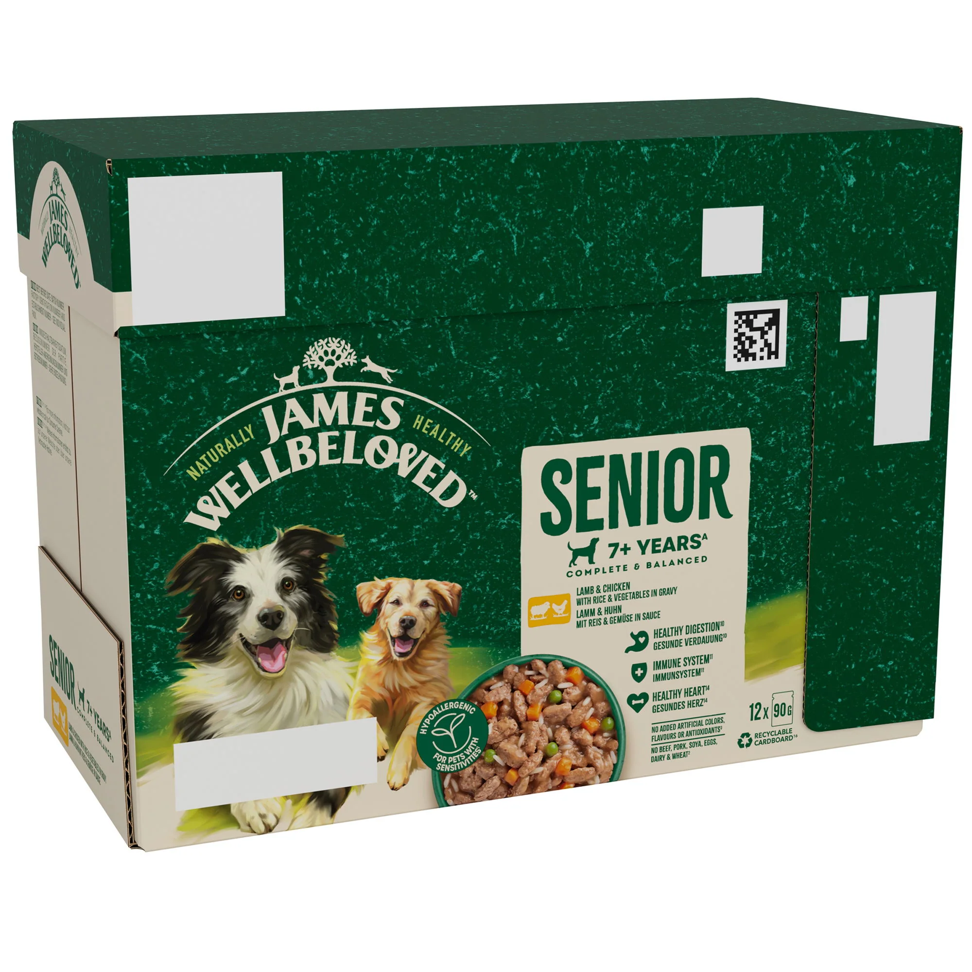 James Wellbeloved Senior Wet Dog Food Lamb & Chicken & Rice in Gravy 12x90g