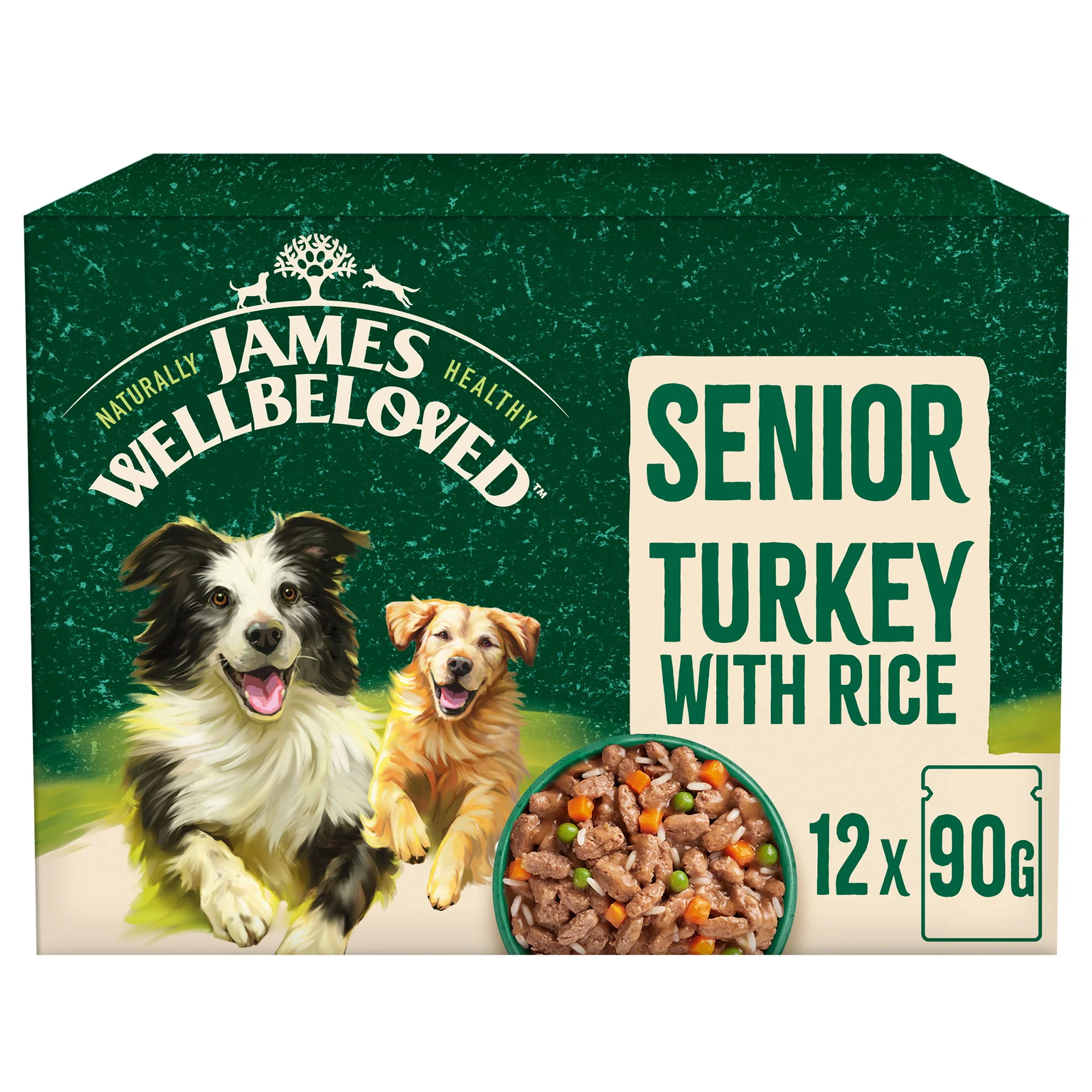 James Wellbeloved Senior Wet Dog Food Turkey and Rice in Gravy Pouch 12x90g - Image 2