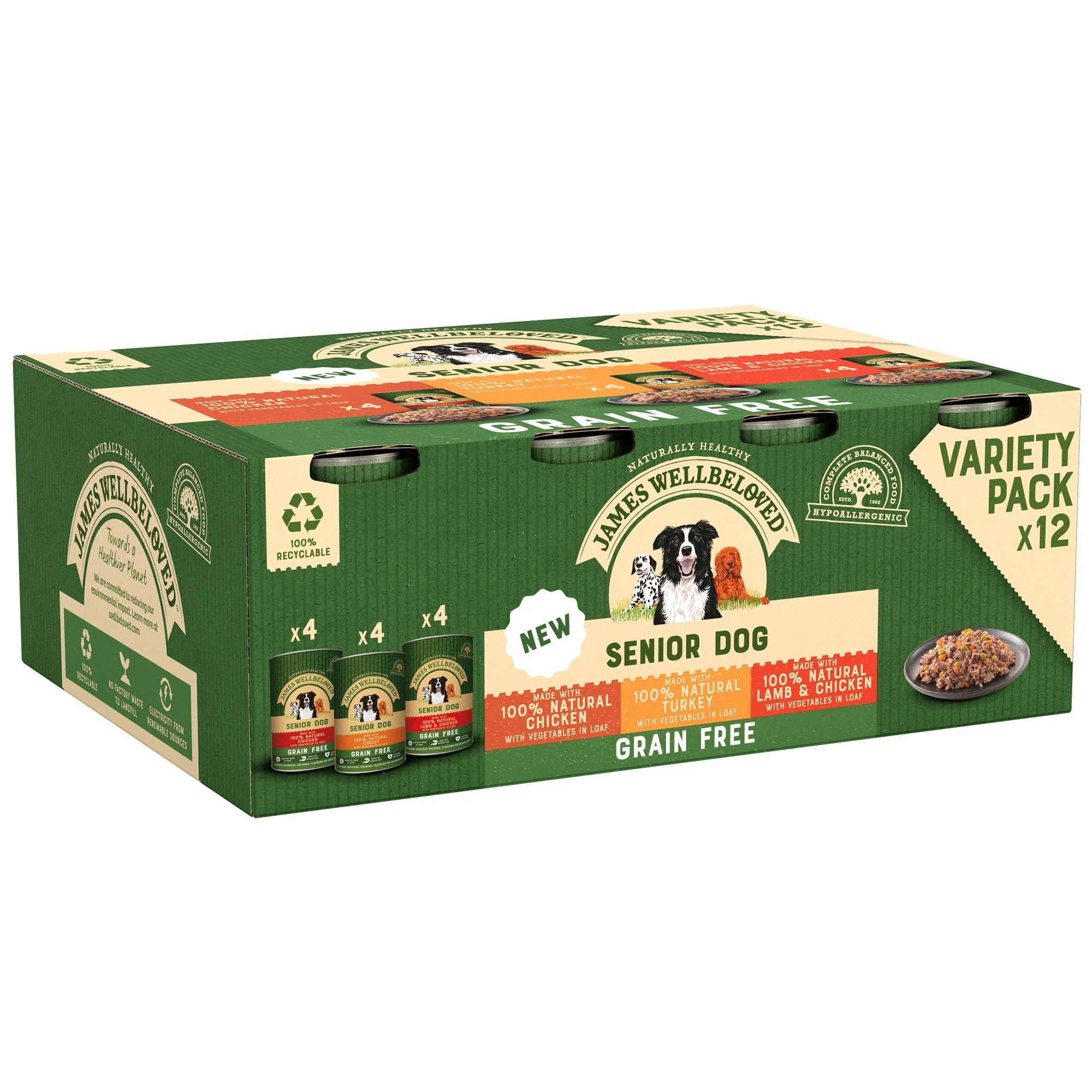 James Wellbeloved Senior Wet Dog Food Turkey Lamb & Chicken 12 x 400g Tin - Image 2