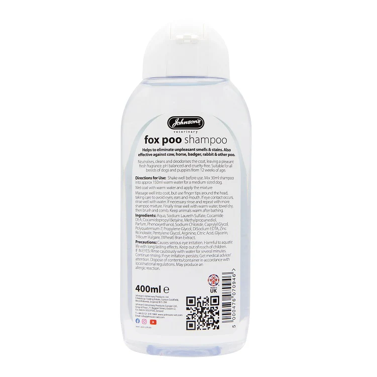 Johnsons Vet Fox Poo Shampoo 400ml - Image 2