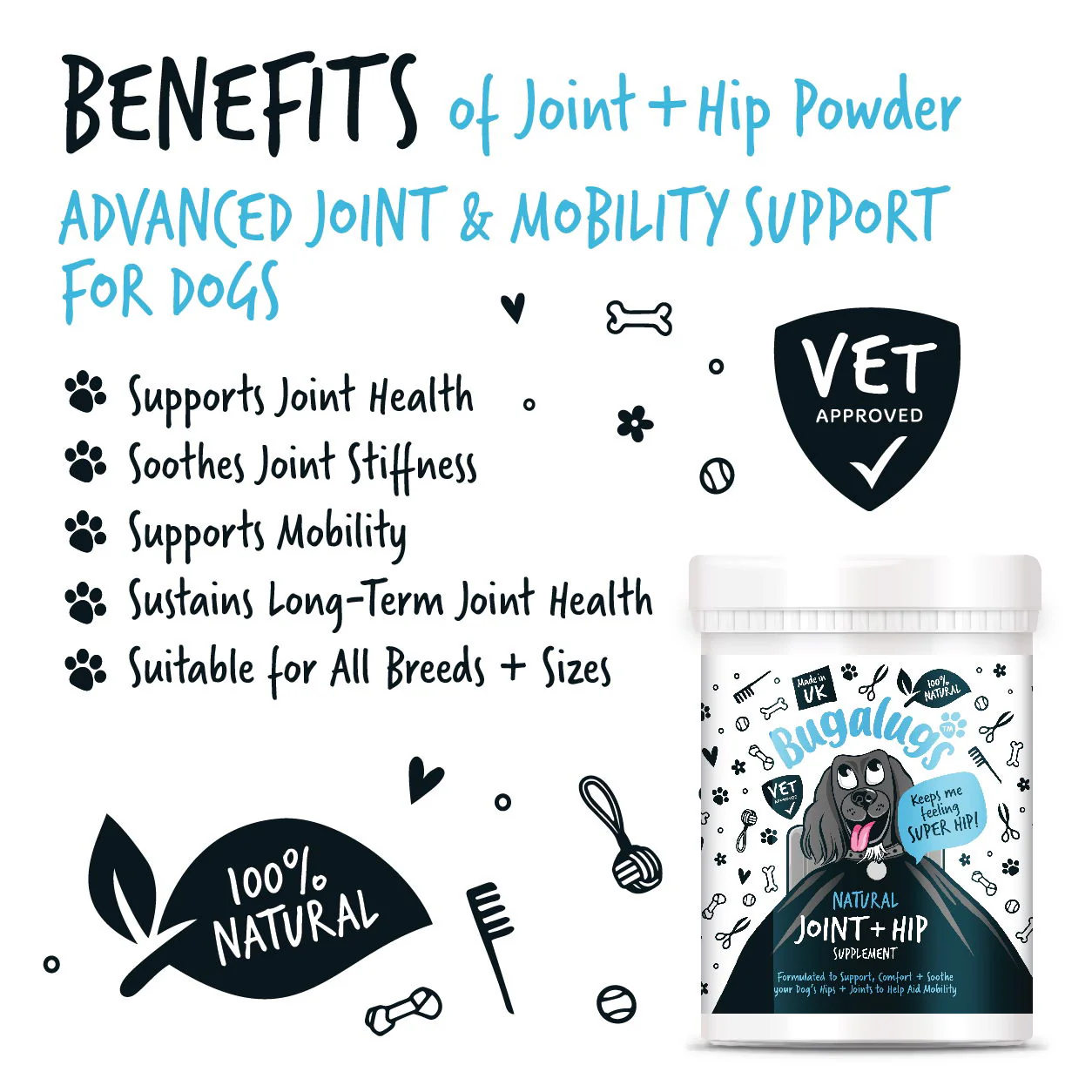 Joint & Hip Powder Supplement 200g Pot with spoon - Image 2