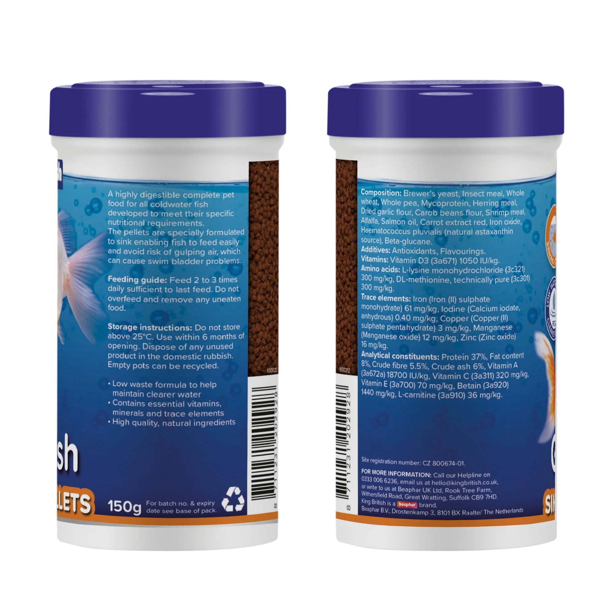 King British Goldfish Sinking Pellets 150g - Image 2