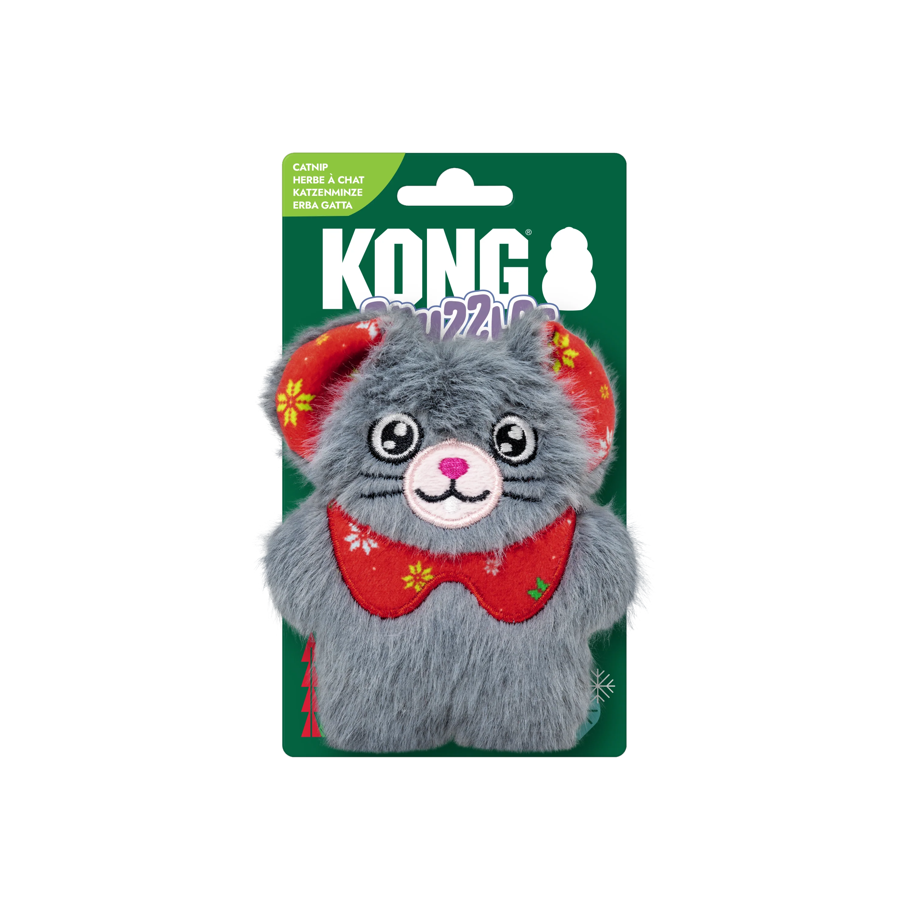 KONG Holiday Cat Snuzzles Mouse Grey