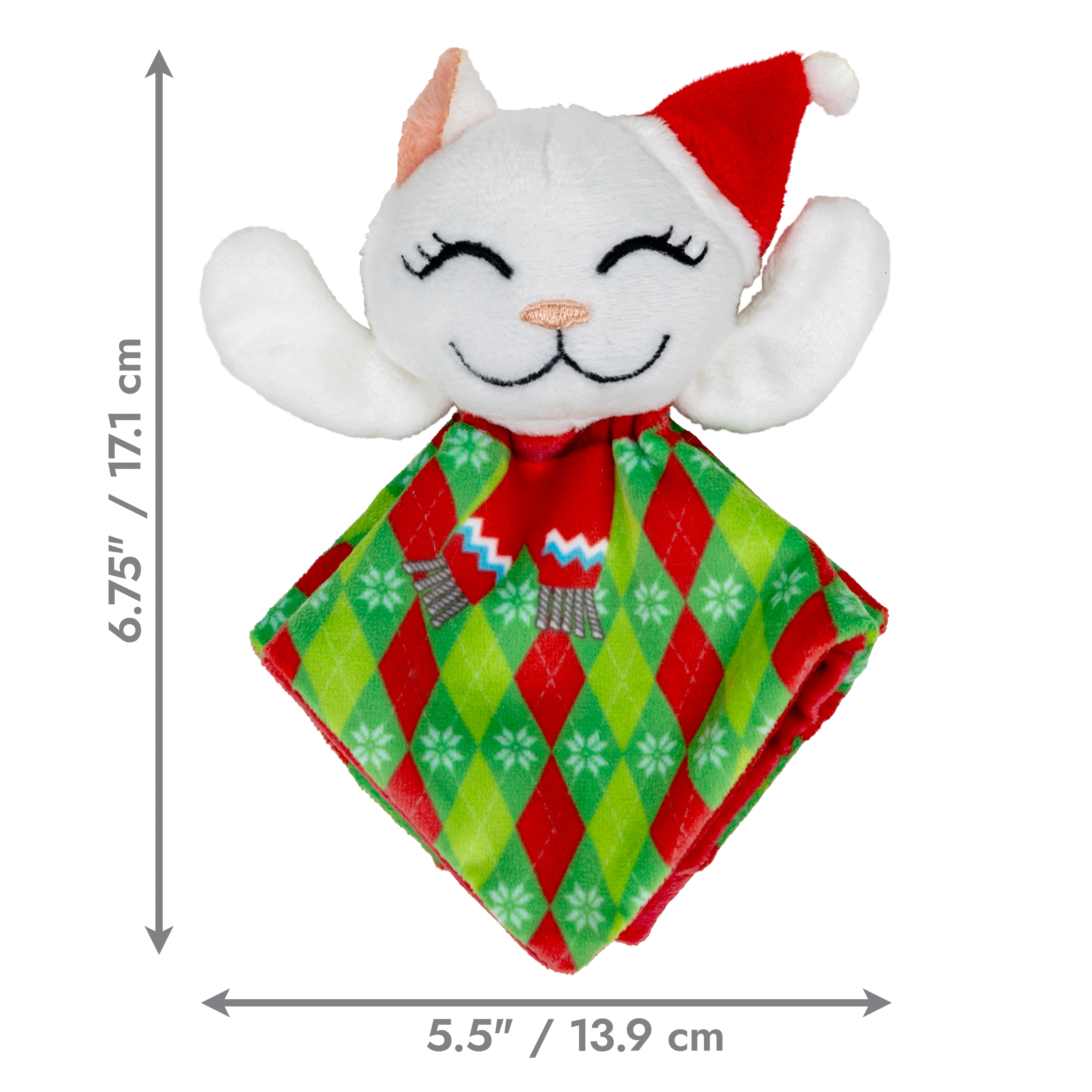 KONG Holiday Crackles Santa Kitty Argyle - Image 2