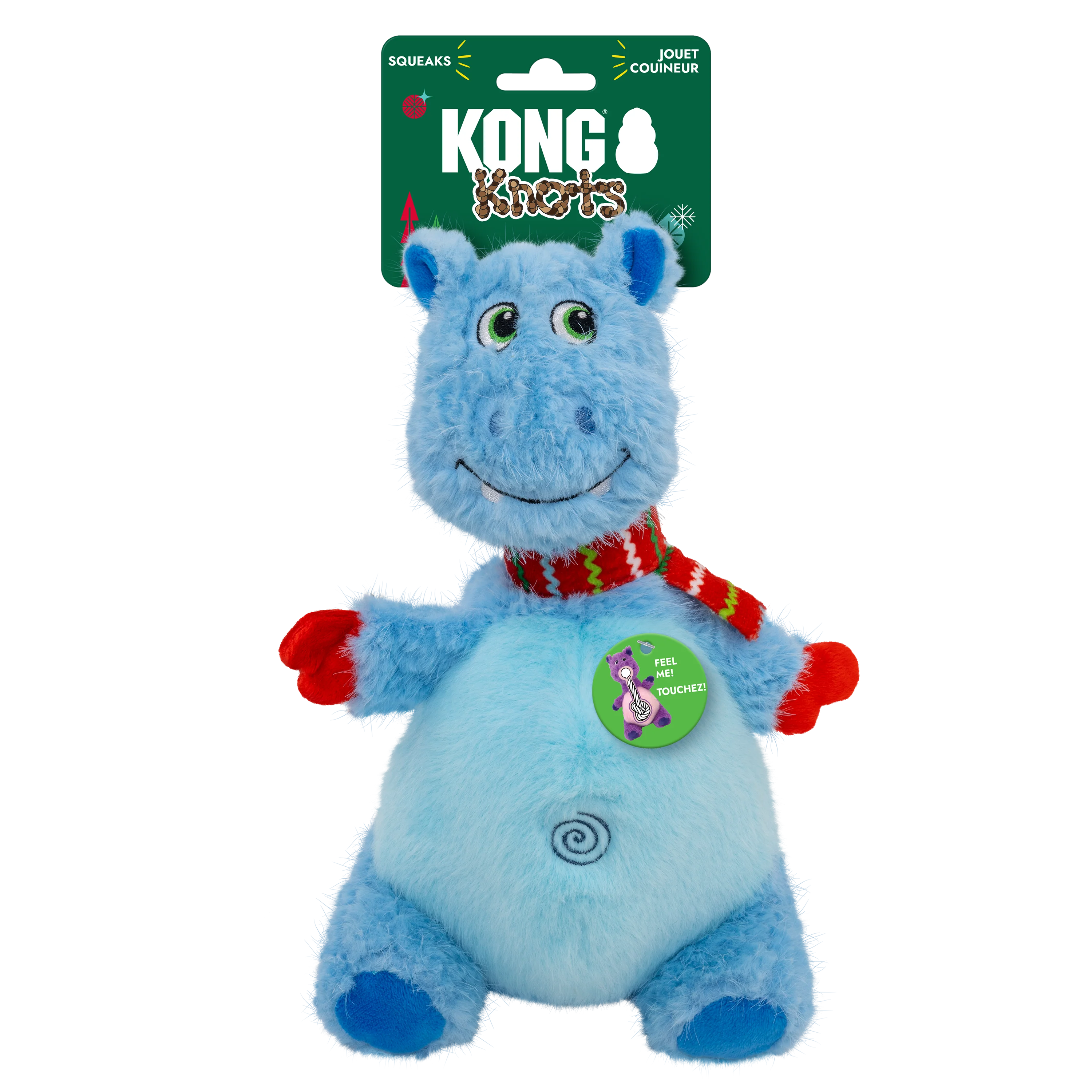 KONG Holiday Knots Belly Hippo Blue Medium/Large