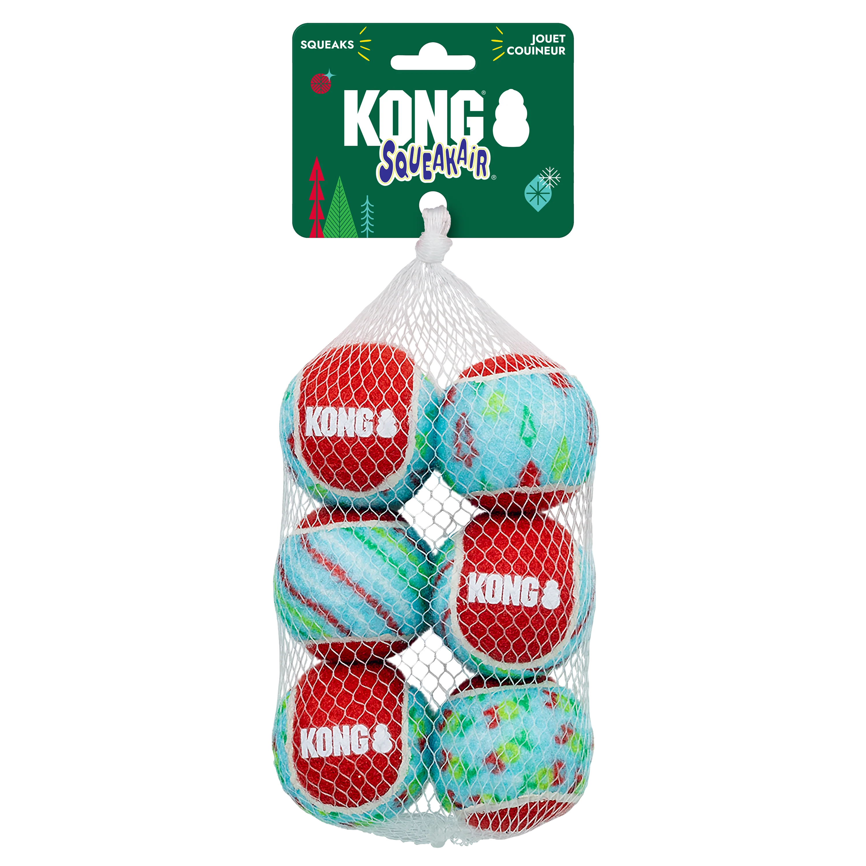 KONG Holiday SqueakAir Tennis Balls 6 Pack Medium