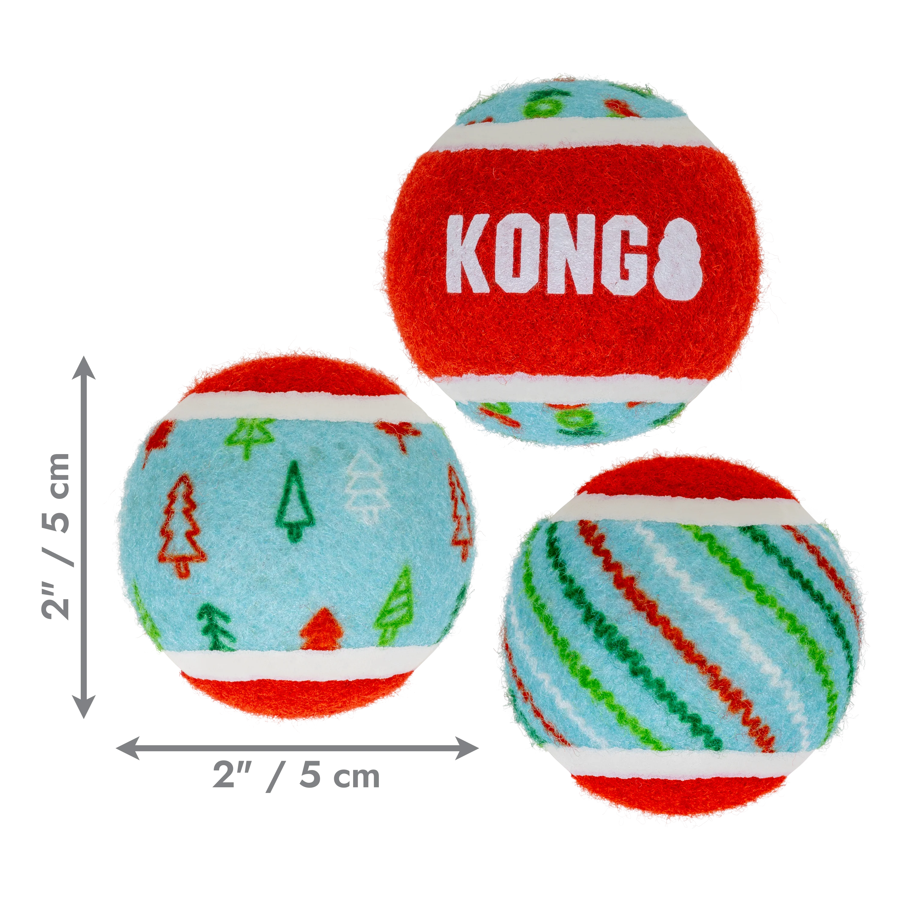 KONG Holiday SqueakAir Tennis Balls 6 Pack Small - Image 2