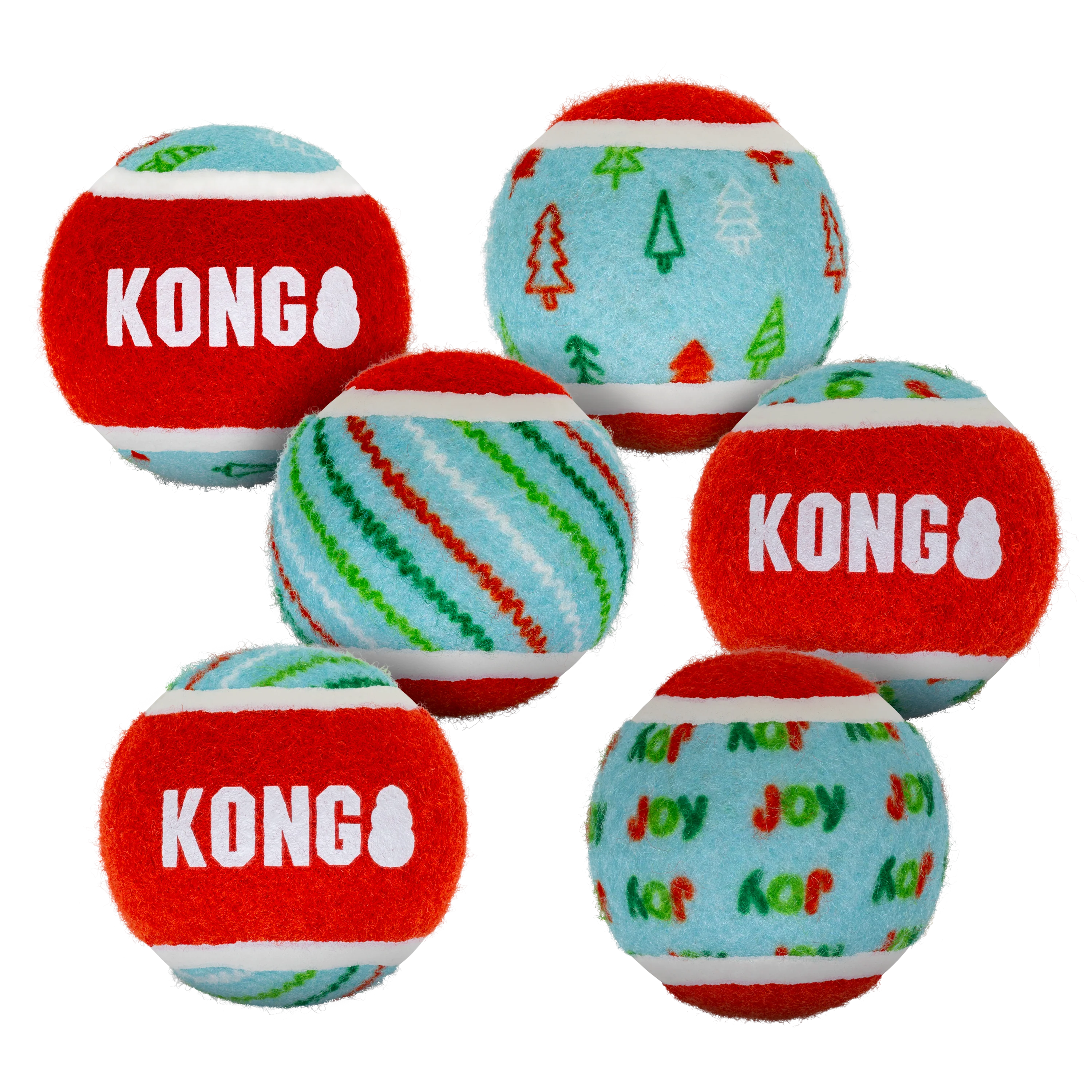 KONG Holiday SqueakAir Tennis Balls 6 Pack Small - Image 3