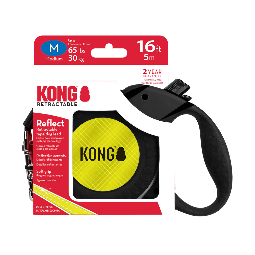 KONG Reflect Retractable Black Medium Up To 30kg 5m