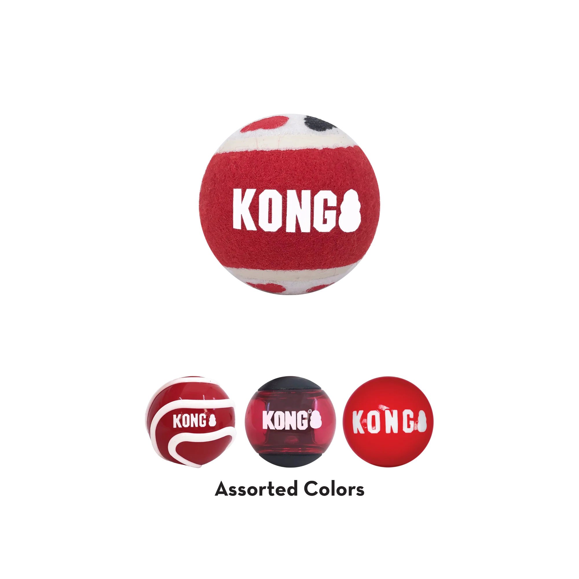 KONG Signature Balls 4-Pk Assorted Md