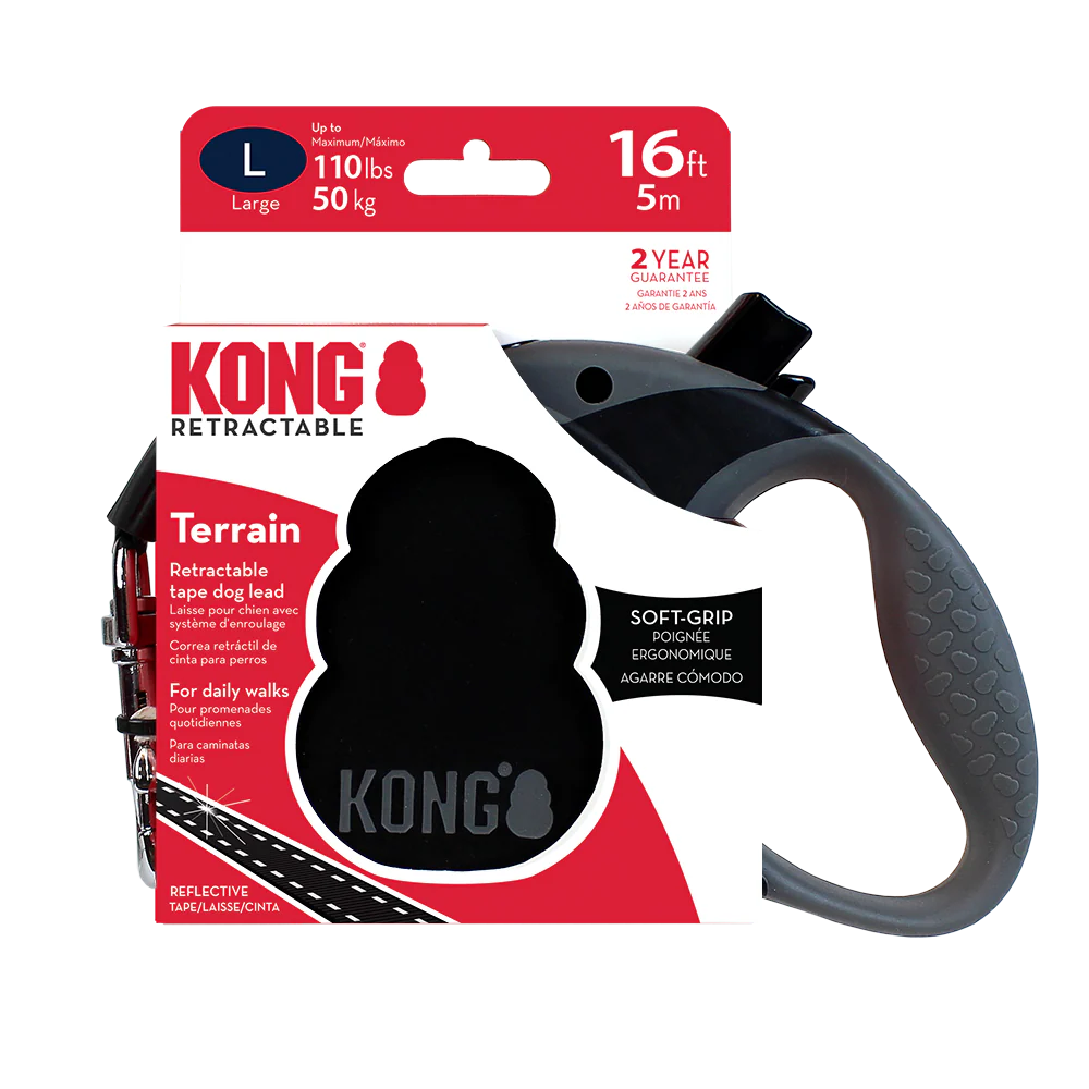 KONG Terrain Retractable Black Large Up To 50kg 5m