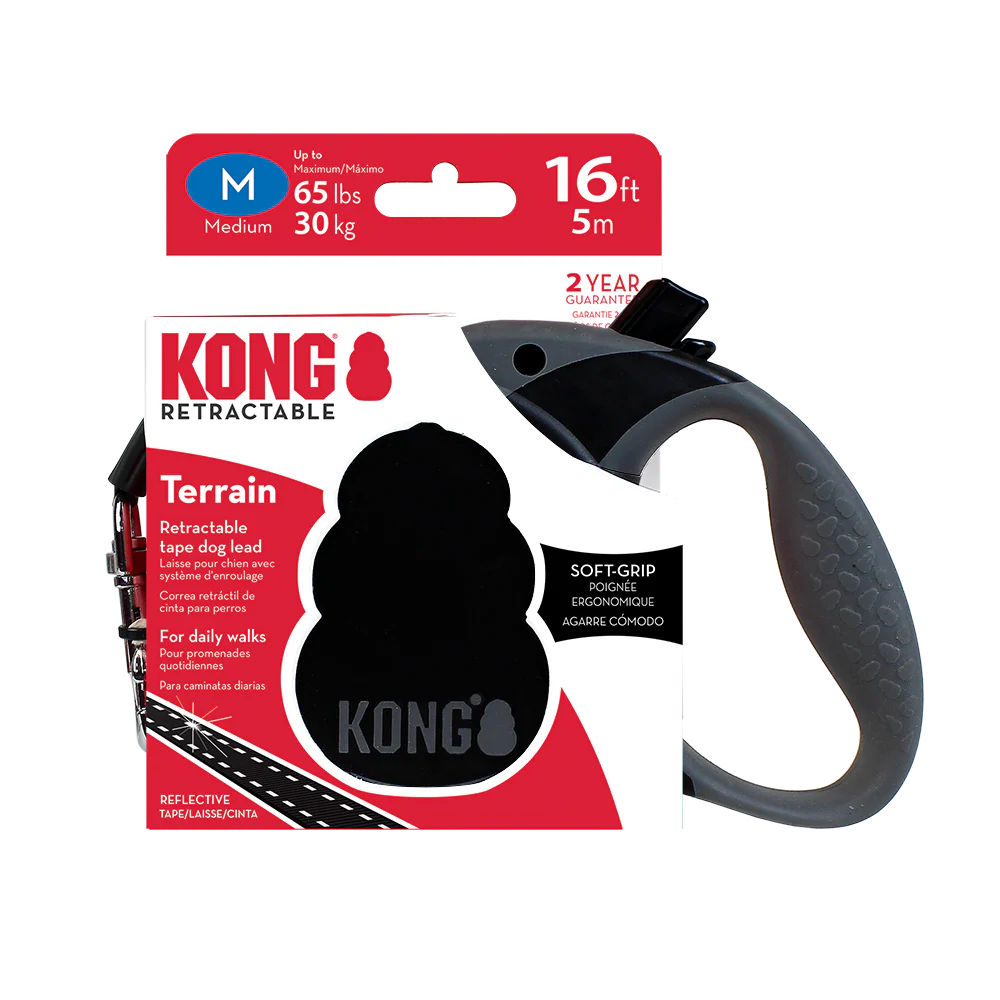 KONG Terrain Retractable Black Medium Up To 30kg 5m