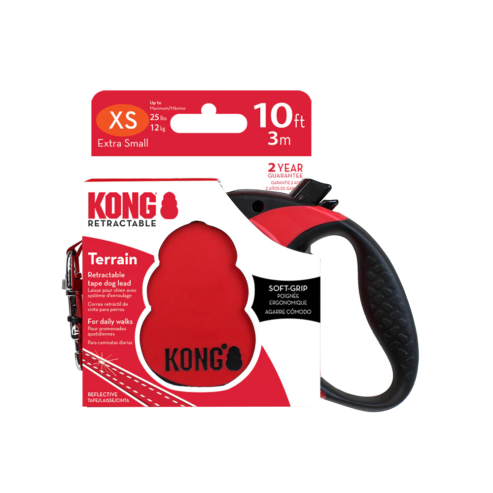 KONG Terrain Retractable Red Xtra Small Up To 12kg 3m