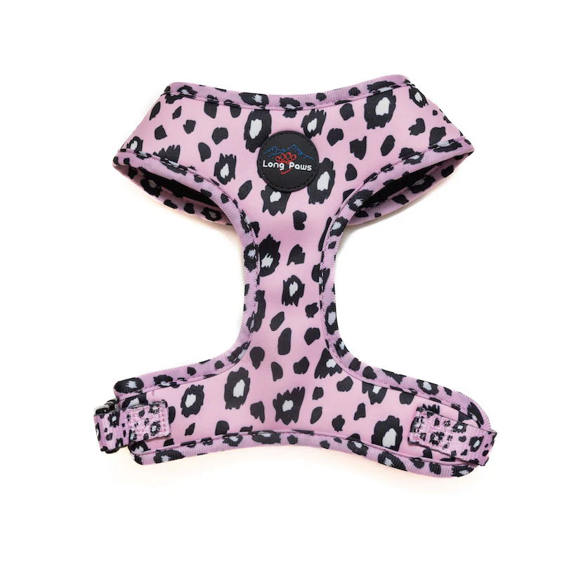 Long Paws - Funk the Dog Harness-Pink Leopard Med