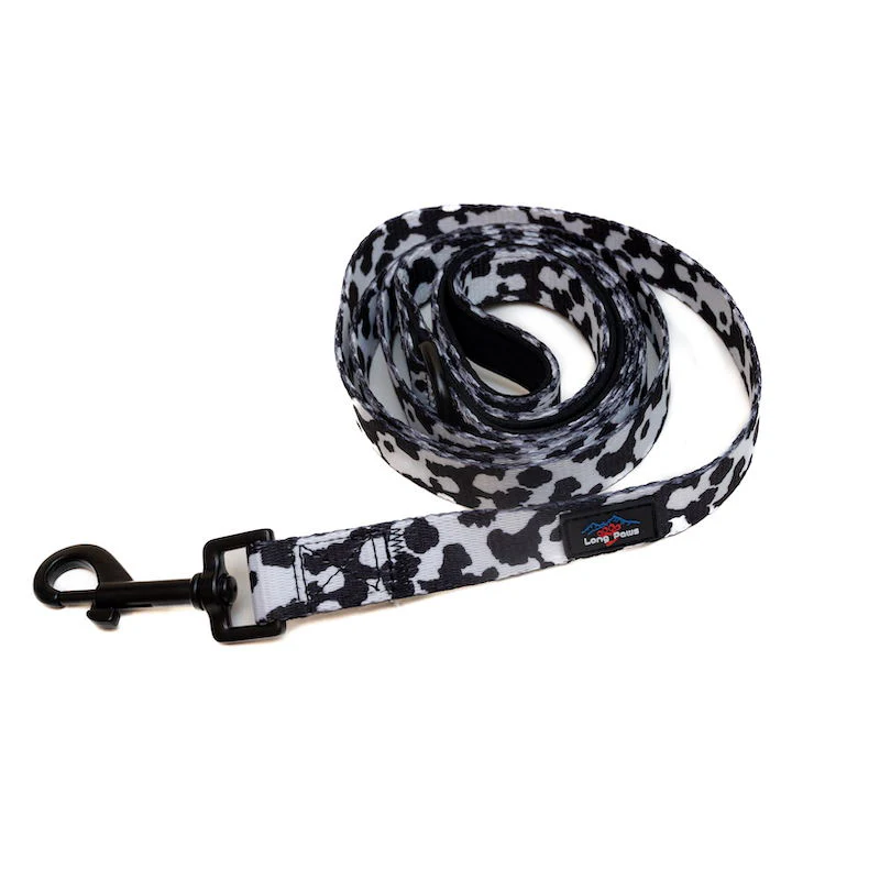 Long Paws - Funk the Dog Lead-Cow Print  Medium