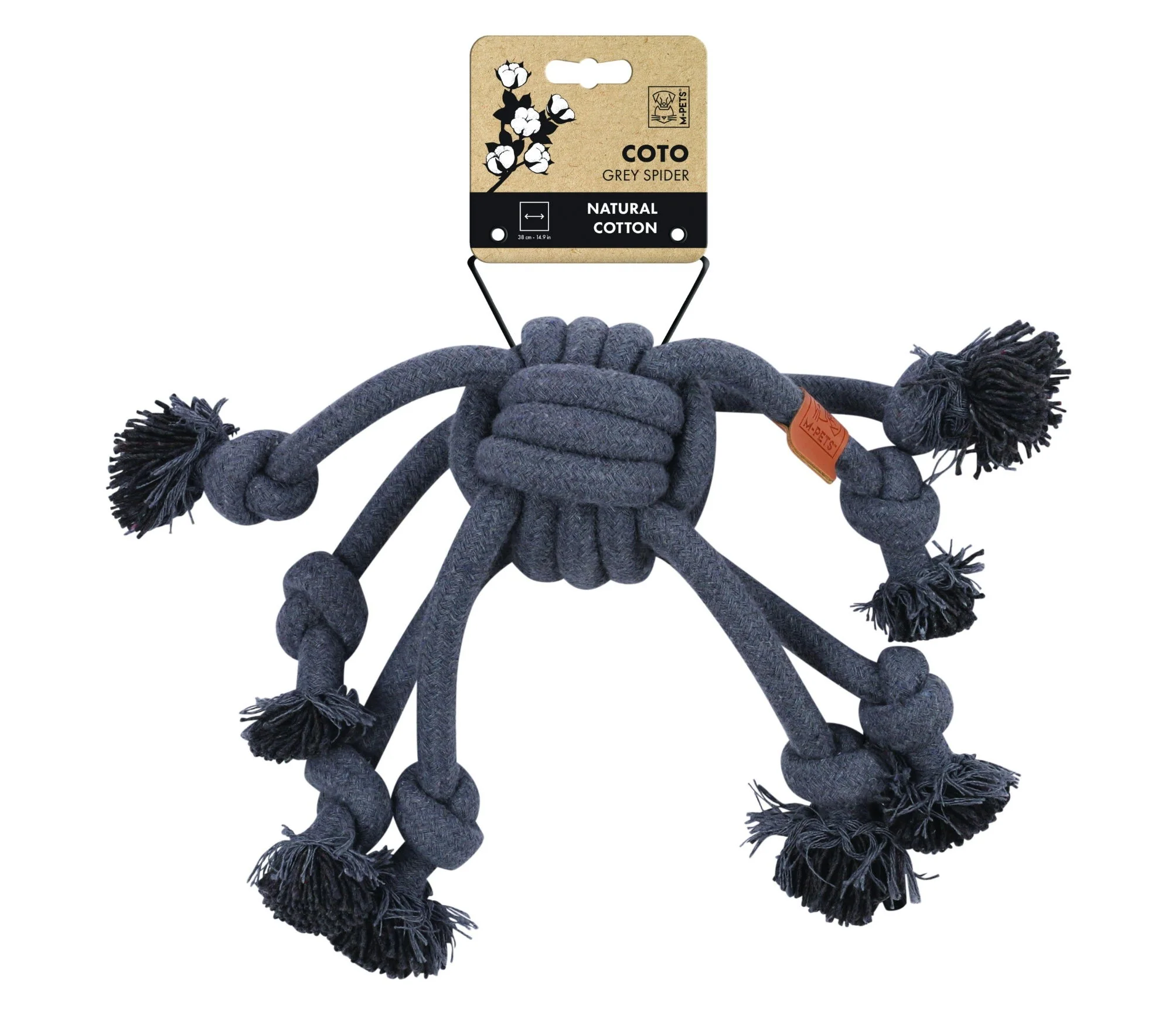 M-PETS Coto Eco Rope Dog Toys Grey Spider 38cm