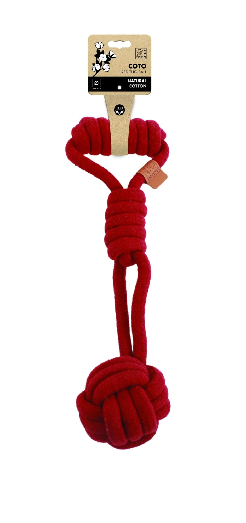 M-PETS Coto Eco Rope Dog Toys Red Tug Ball 36cm