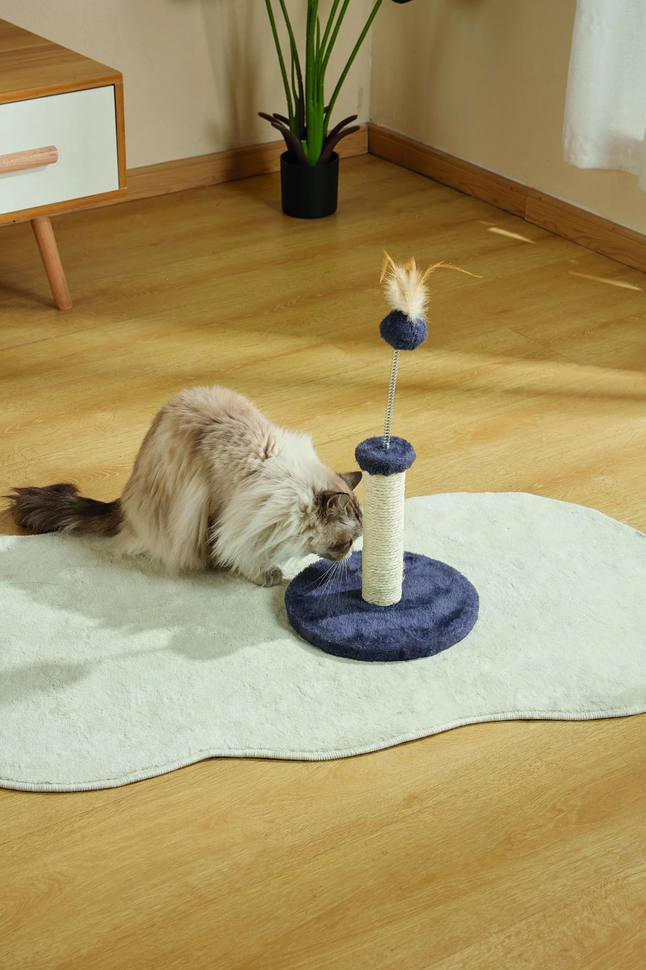 M-PETS My First Cat Tree Feather Dark Blue - Image 3