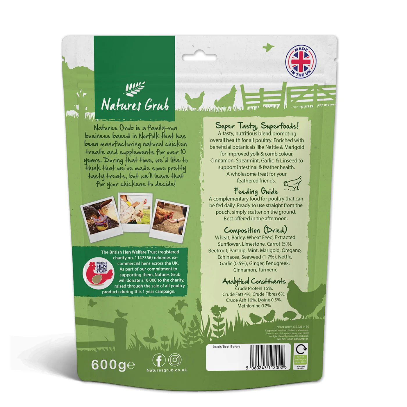 Natures Grub Garlic & Herb Superfoods Treat 600g - Image 2