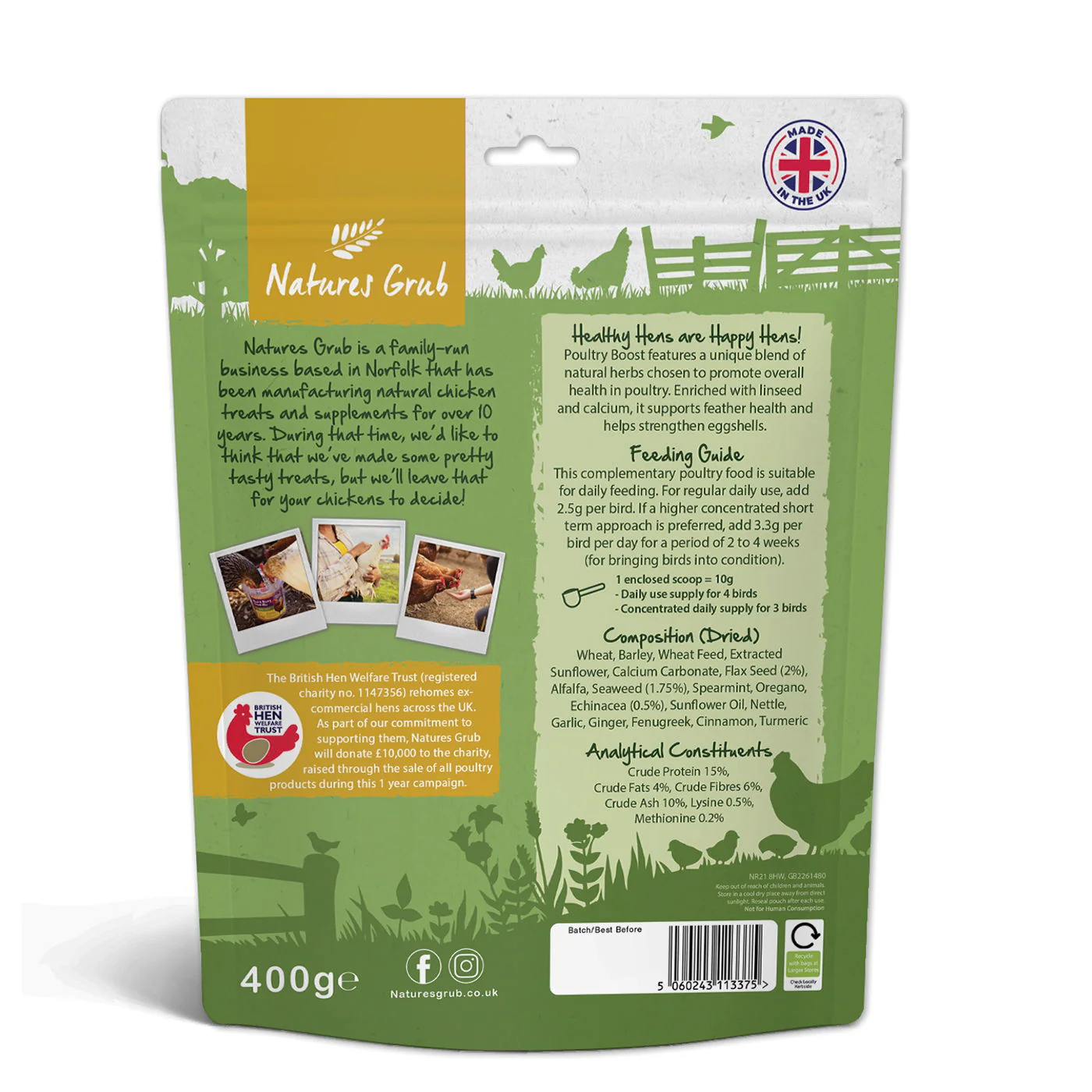 Natures Grub Poultry Boost Pelleted Herbal Tonic 400g - Image 2