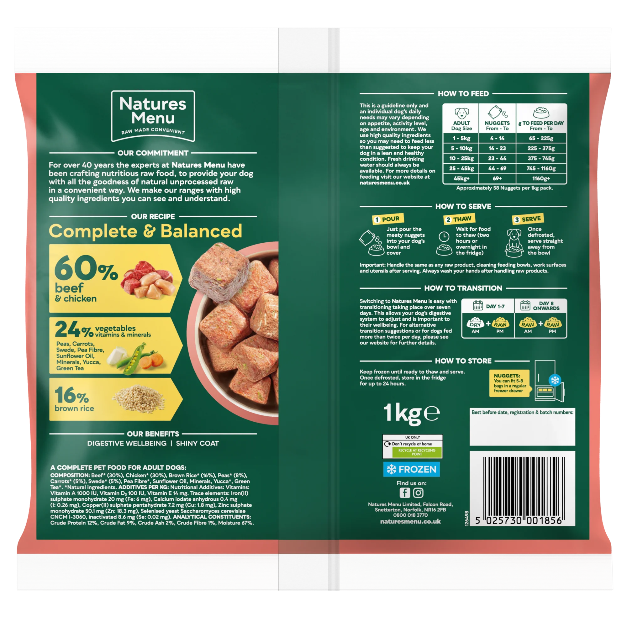 Natures Menu 60/40 Complete and Balanced Beef & Chicken 1kg - Image 2