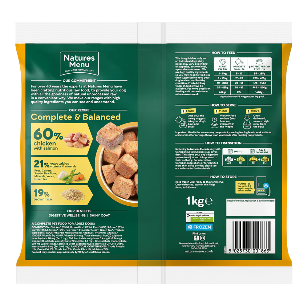 Natures Menu 60/40 Complete and Balanced Chicken & Salmon 1kg - Image 2